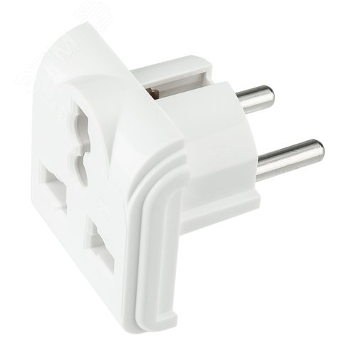 Изображение товара Адаптер сетевой переходник с универсальной на Евро вилку F/C2 'Квадрат' 10А б/з белый 1 уп – 1 шт (упак)
