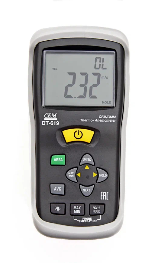 Измеритель скорости воздуха и температуры DT-619