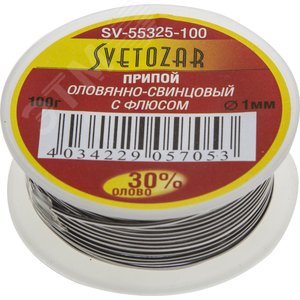 Изображение товара Припой ПОС 30,1мм 100г трубка с флюсом, катушка (шт)