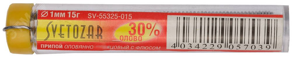 Изображение товара Припой ПОС 30,1мм 15г трубка с флюсом, туба (шт)