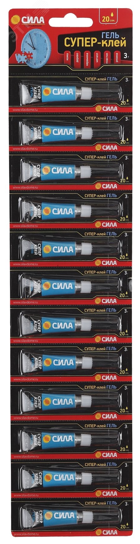Изображение товара Супер-клей гель Набор 12 шт на ленте 3 г SET12-SSGBL12-3 СИЛА (упак)