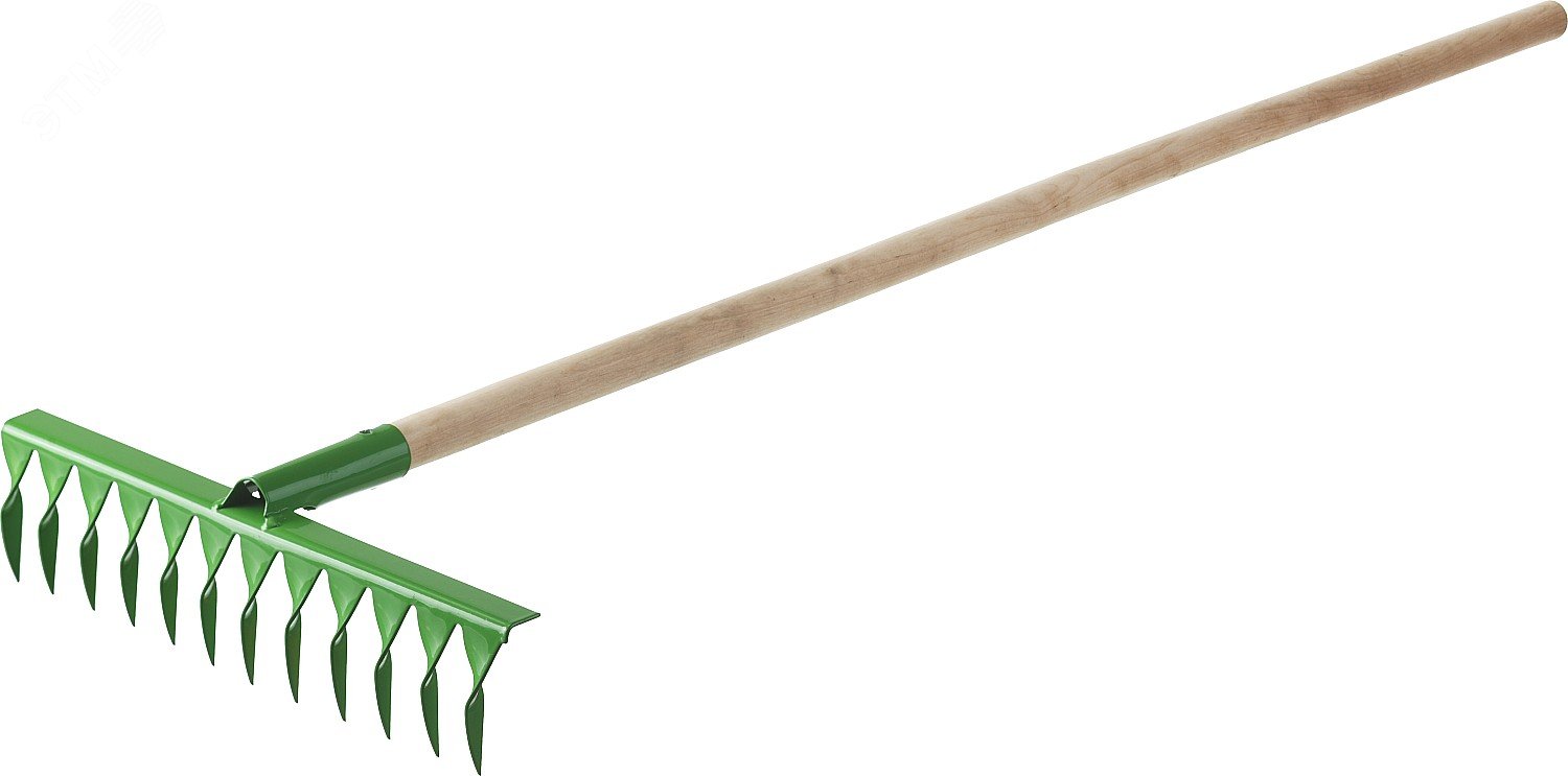 Изображение товара Грабли стальные 430x100x1500 мм с черенком РОСТОК 14 зубьев