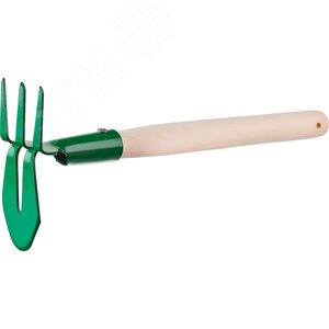Изображение товара Мотыга-рыхлитель 155x70x425 мм, лепесток+3 зуба, прямая, деревянная рукоятка (шт)
