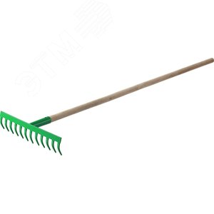 Изображение товара Грабли стальные 310x80x1300 мм, 12 прямых зубьев, деревянный черенок (шт)