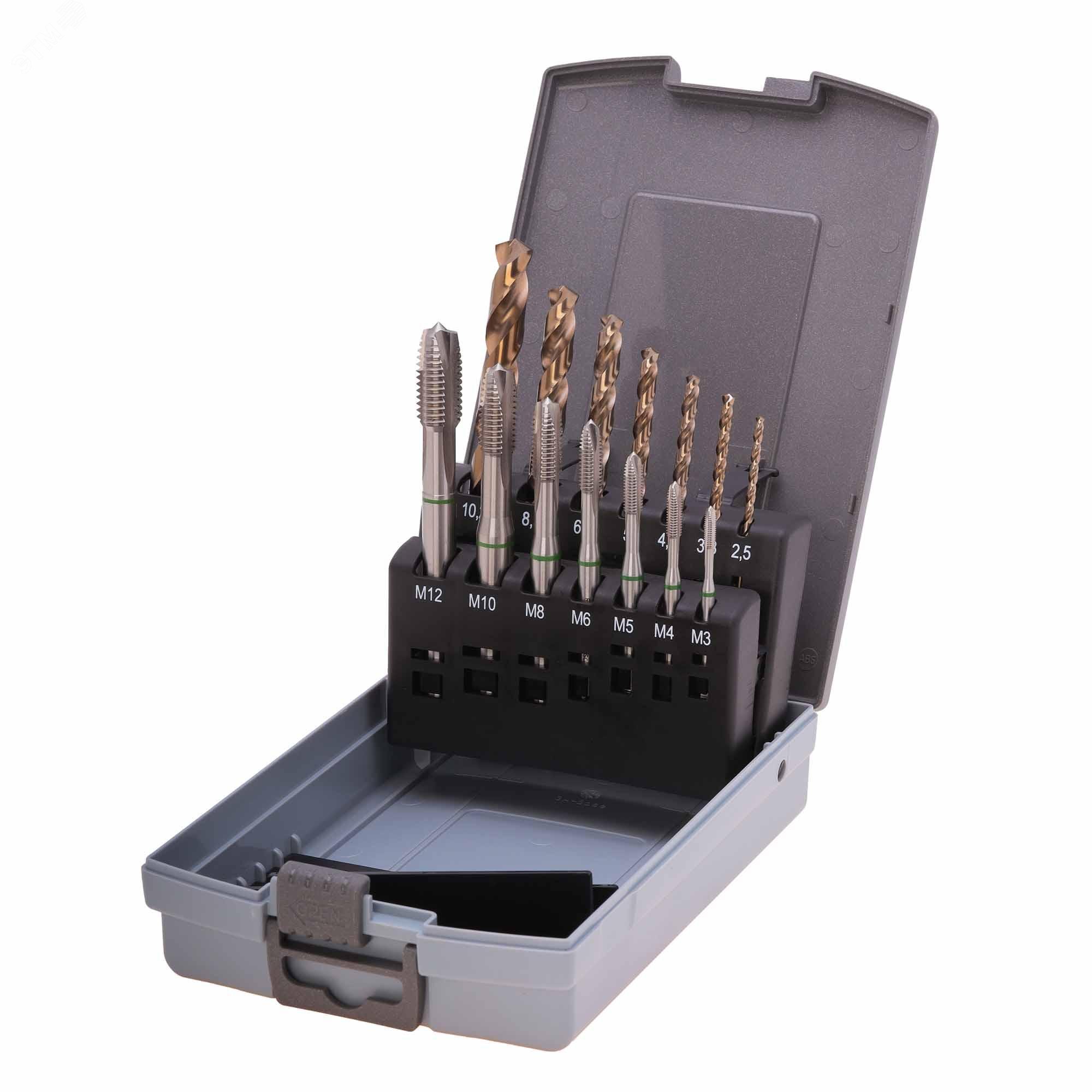 Изображение товара Набор машинных метчиков M3-M12 HSSE DIN371/376 14пр (набор)