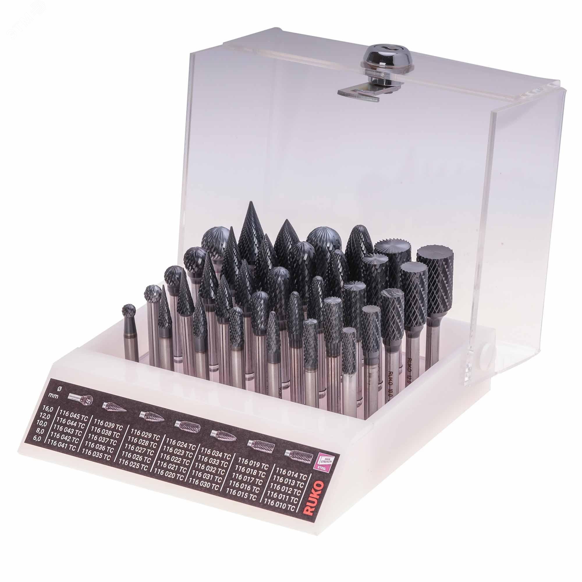 Изображение товара Набор бор-фрез твердосплавных 35шт HM-TiCN S=6мм (набор)