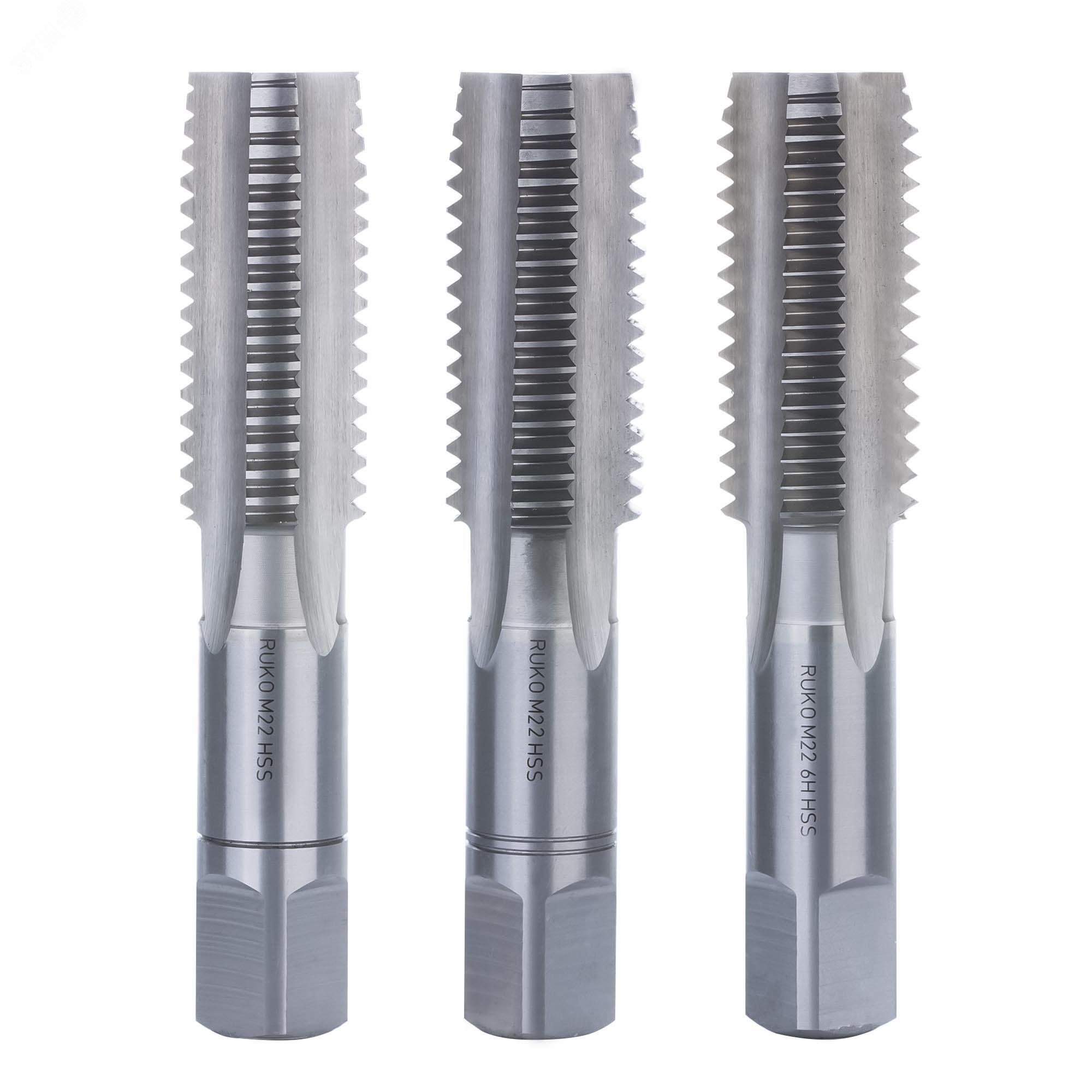 Изображение товара Набор метчиков 3шт М22х2,5 DIN352 6h HSS-G (комплект)