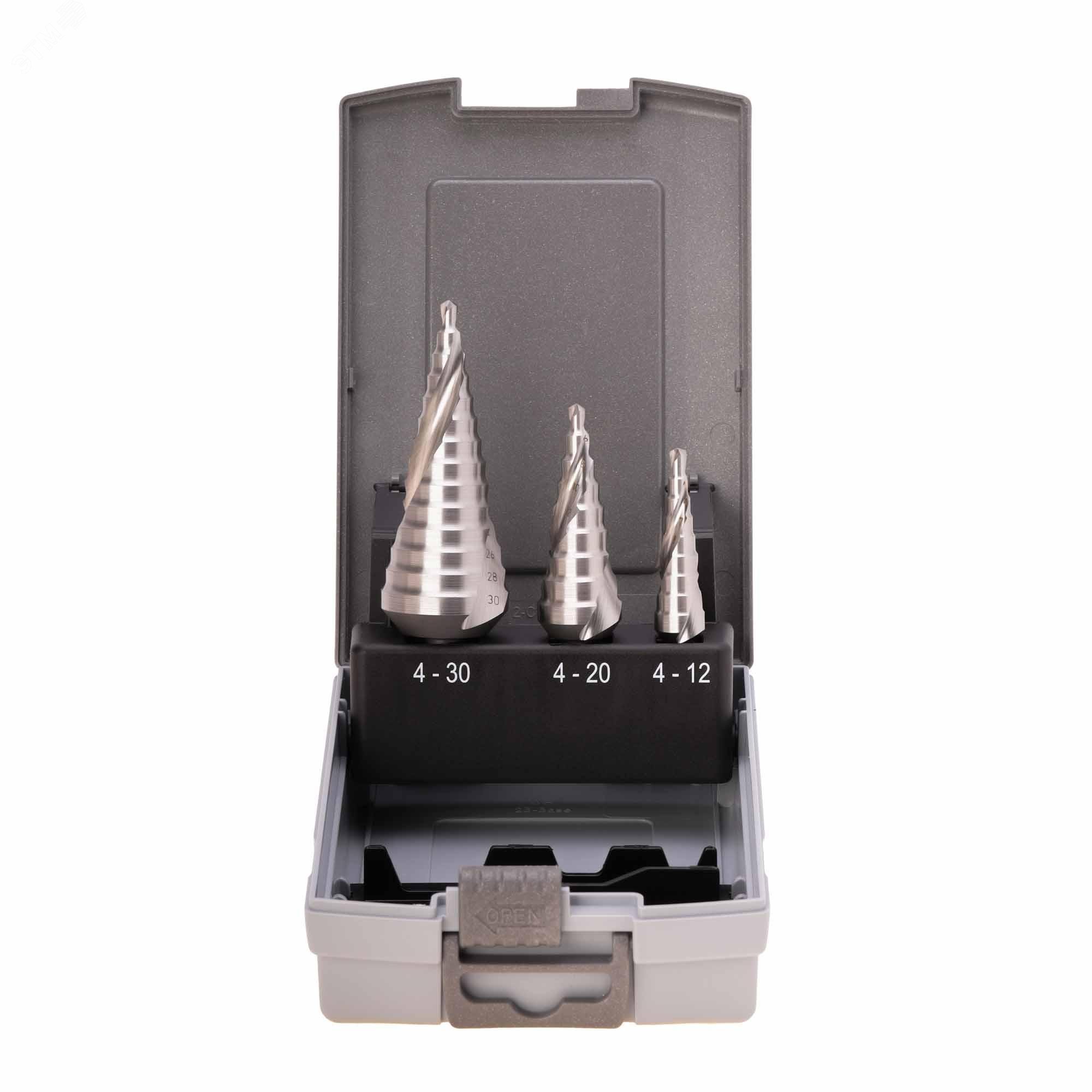 Изображение товара Набор ступенчатых сверл 4-12/4-20/4-30мм HSS-G 3шт