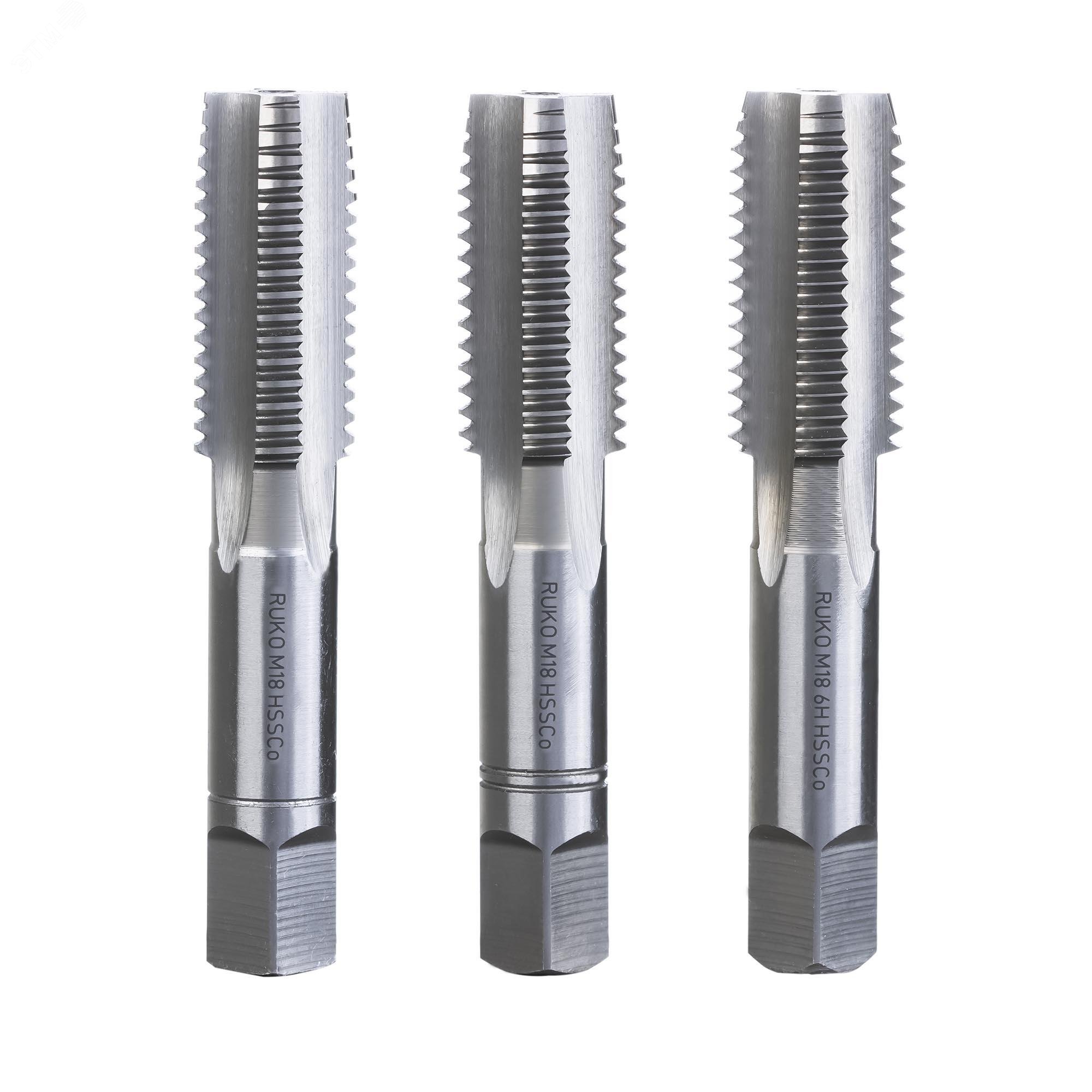 Изображение товара Набор метчиков 3шт М18х2,5 DIN352 6h HSSE (комплект)