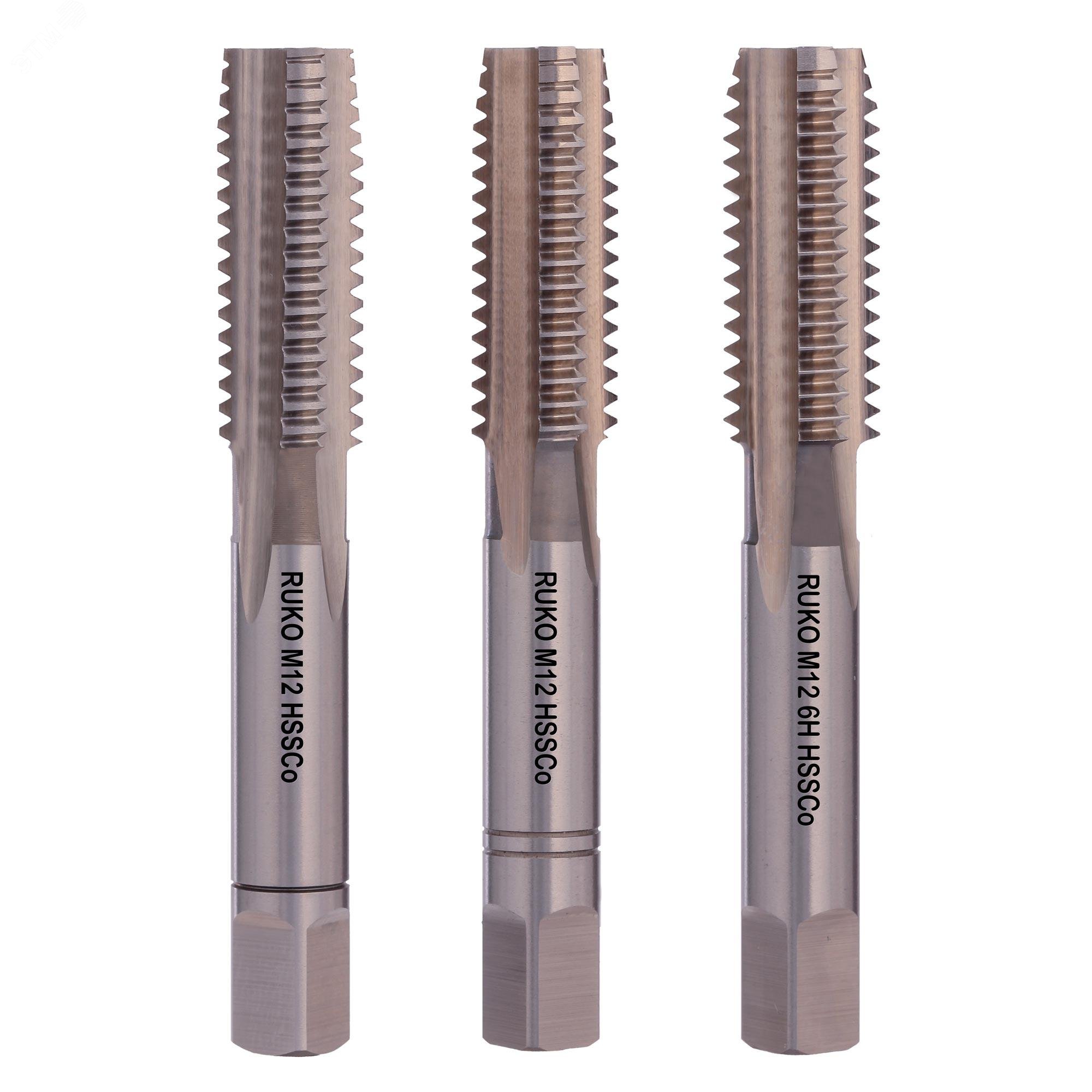 Изображение товара Набор метчиков 3шт М12х1,75 DIN352 6h HSSE (комплект)