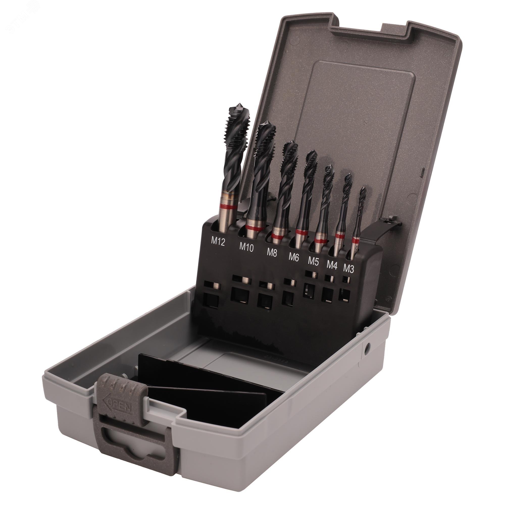 Изображение товара Набор машинных метчиков M3-M12 HSSE-TiALN DIN371/376 7 шт Германия RUKO