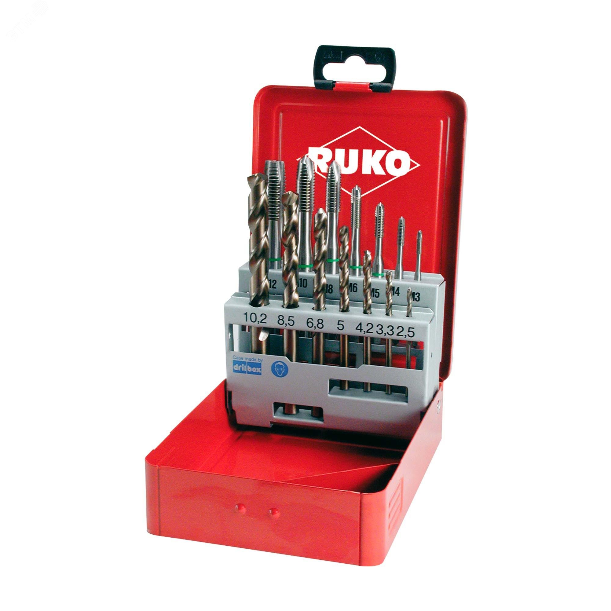 Изображение товара Набор машинных метчиков M3-M12 14пр из HSS-CO для внутренней резьбы