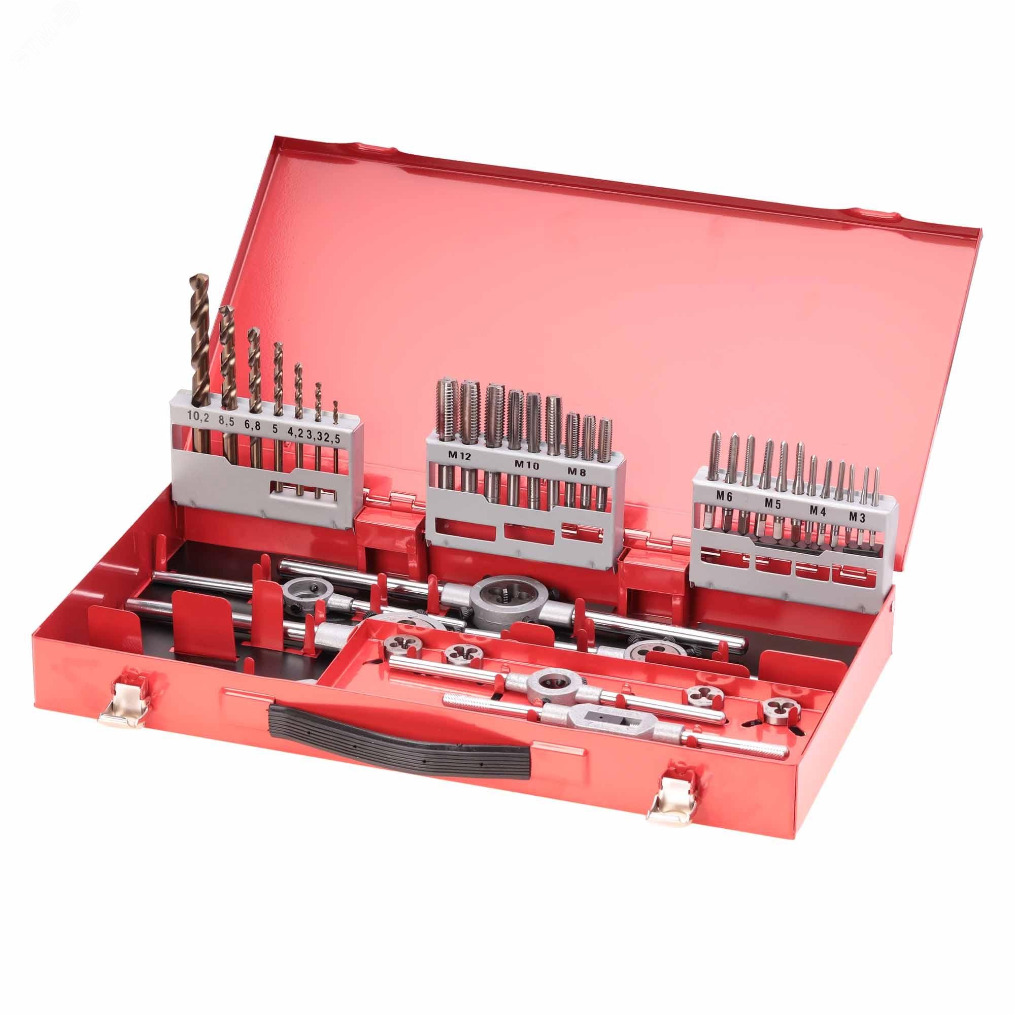 Изображение товара Набор метчиков и плашек M3-M12 HSSE 44пр (набор)