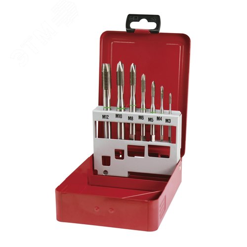 Изображение товара Набор машинных метчиков M3-M12 HSSE DIN371/376 7пр (набор)