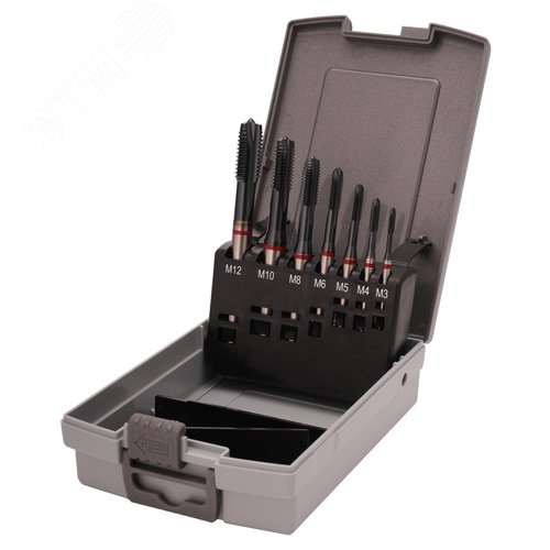 Изображение товара Набор машинных метчиков M3-M12 HSSE-TiALN DIN371/376 7пр (набор)