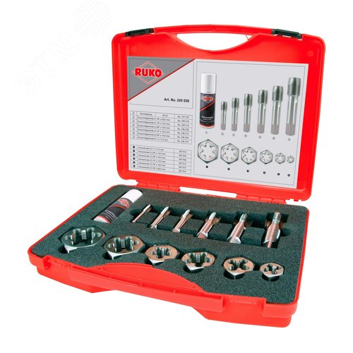 Изображение товара "Набор метчиков и плашек G(BSP) 1/8""-1,0"" HSS 13пр " (набор)