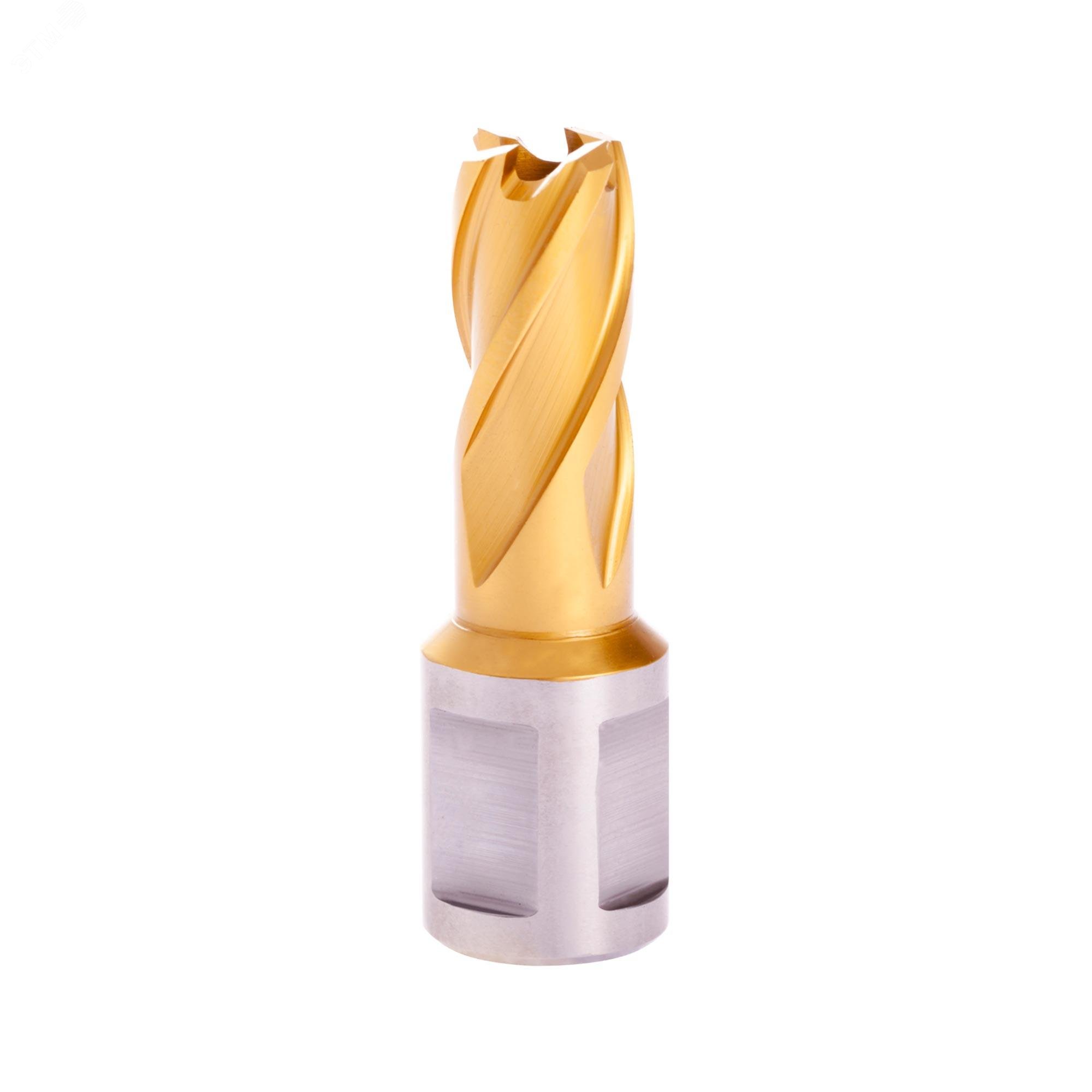 Изображение товара Корончатое сверло по металлу 14x30мм Weldon19 HSS-G TiN