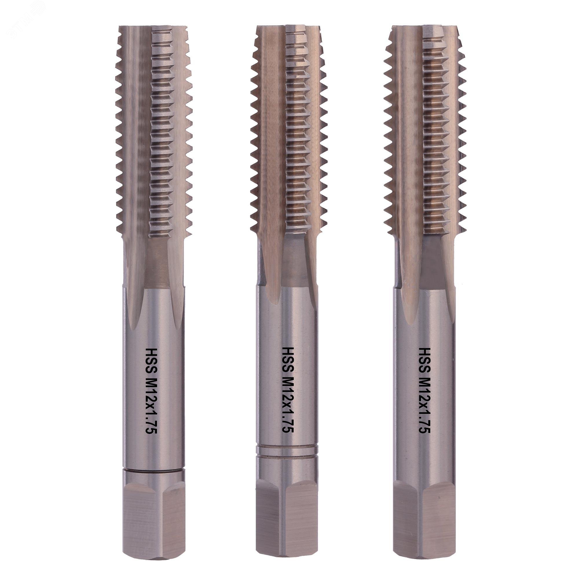 Изображение товара Набор метчиков 3шт М12х1,75 DIN352 6h HSS-G (комплект)