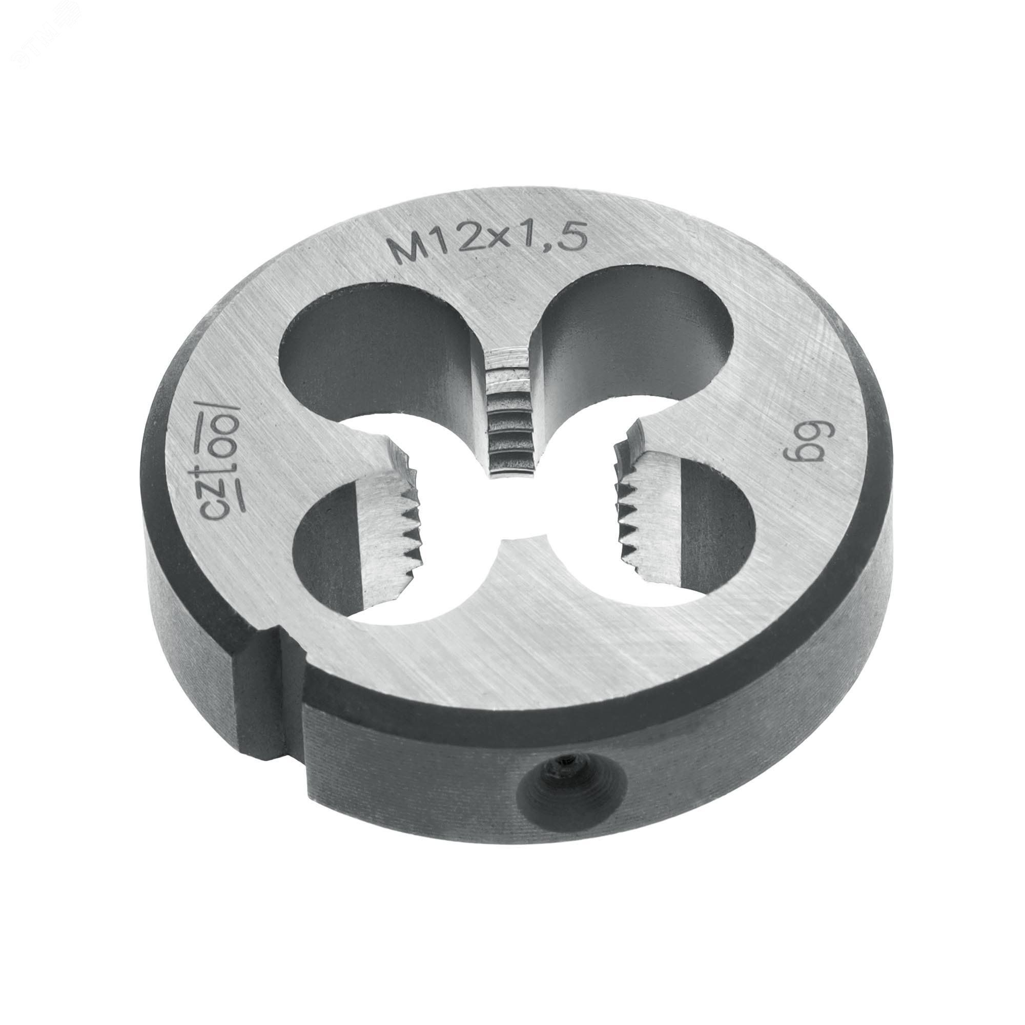 Изображение товара Плашка М12х1,5 115CrV3 DIN22568 6g 38х10мм для нарезания резьбы