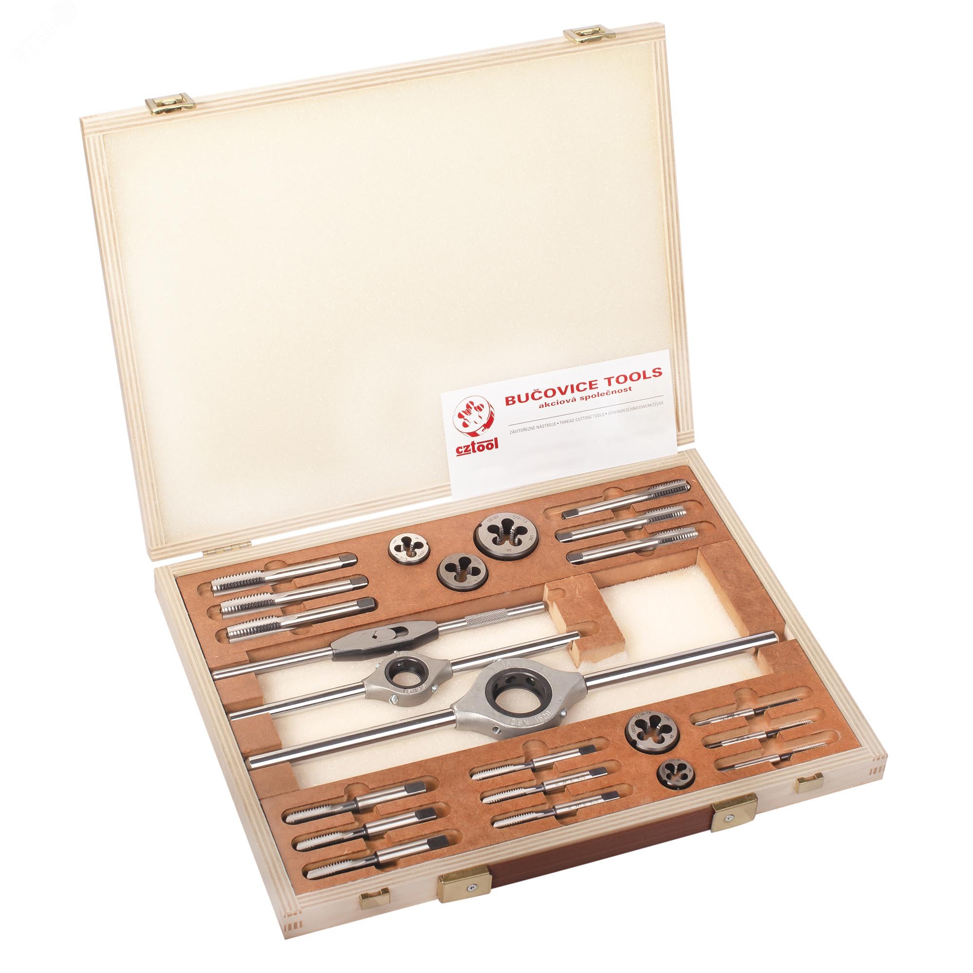 Изображение товара Набор метчиков и плашек UNC 1/4-1/2 115CrV3 25пр для резьбообработки