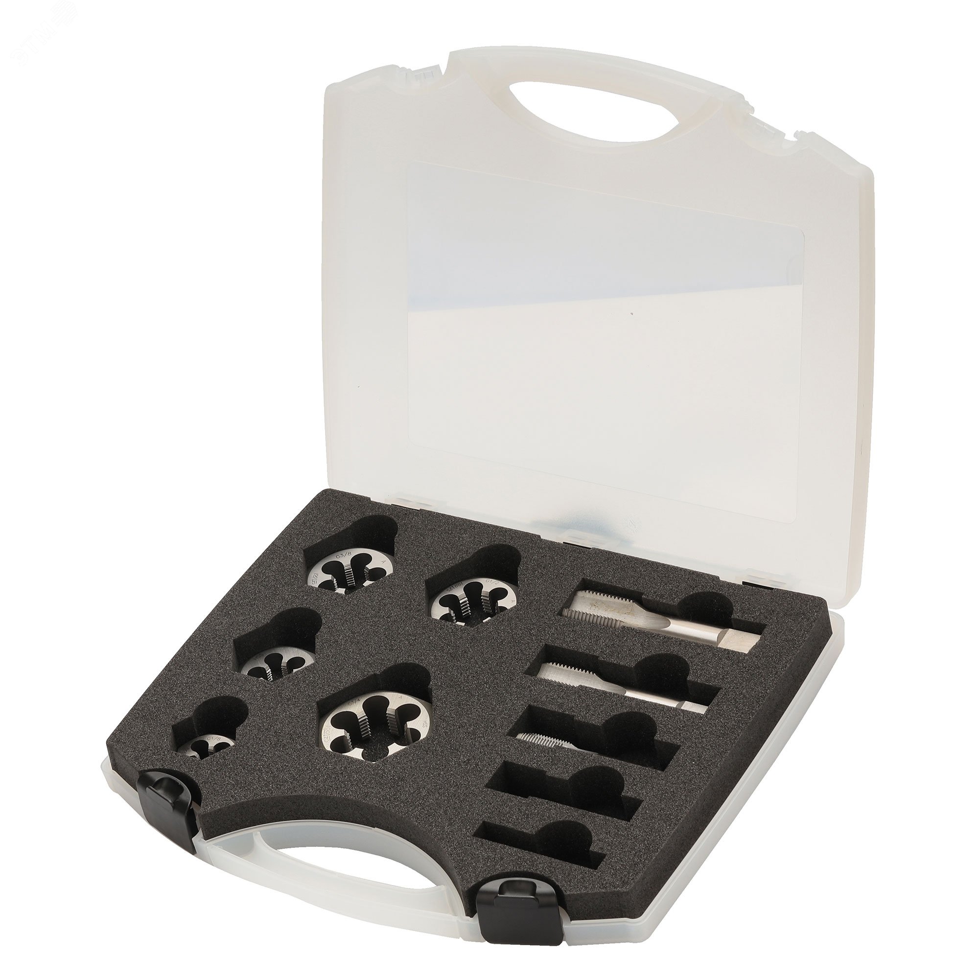 Изображение товара Набор метчиков и плашек G(BSP) 1/8"-3/4" HSS 10 предметов универсальный