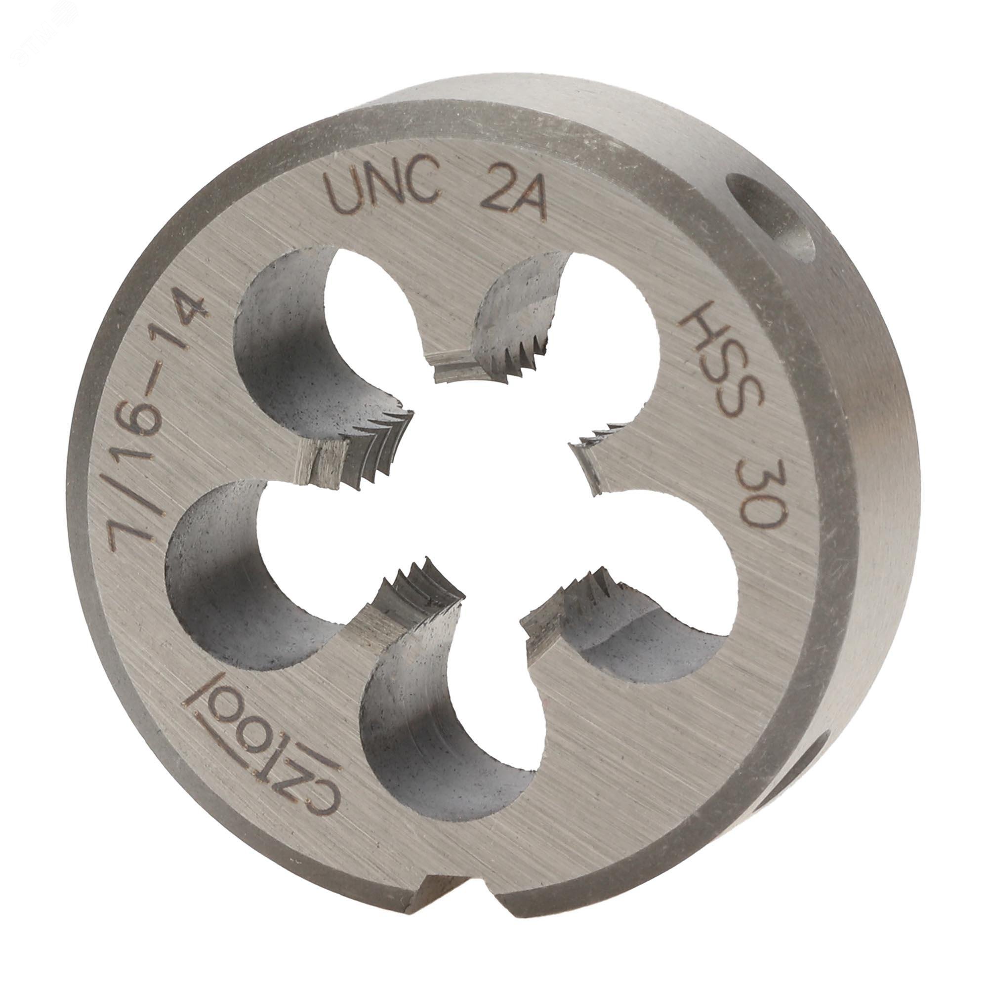 Изображение товара Плашка дюймовая UNC 7/16"-14 HSS DIN22568 ручная для металлов