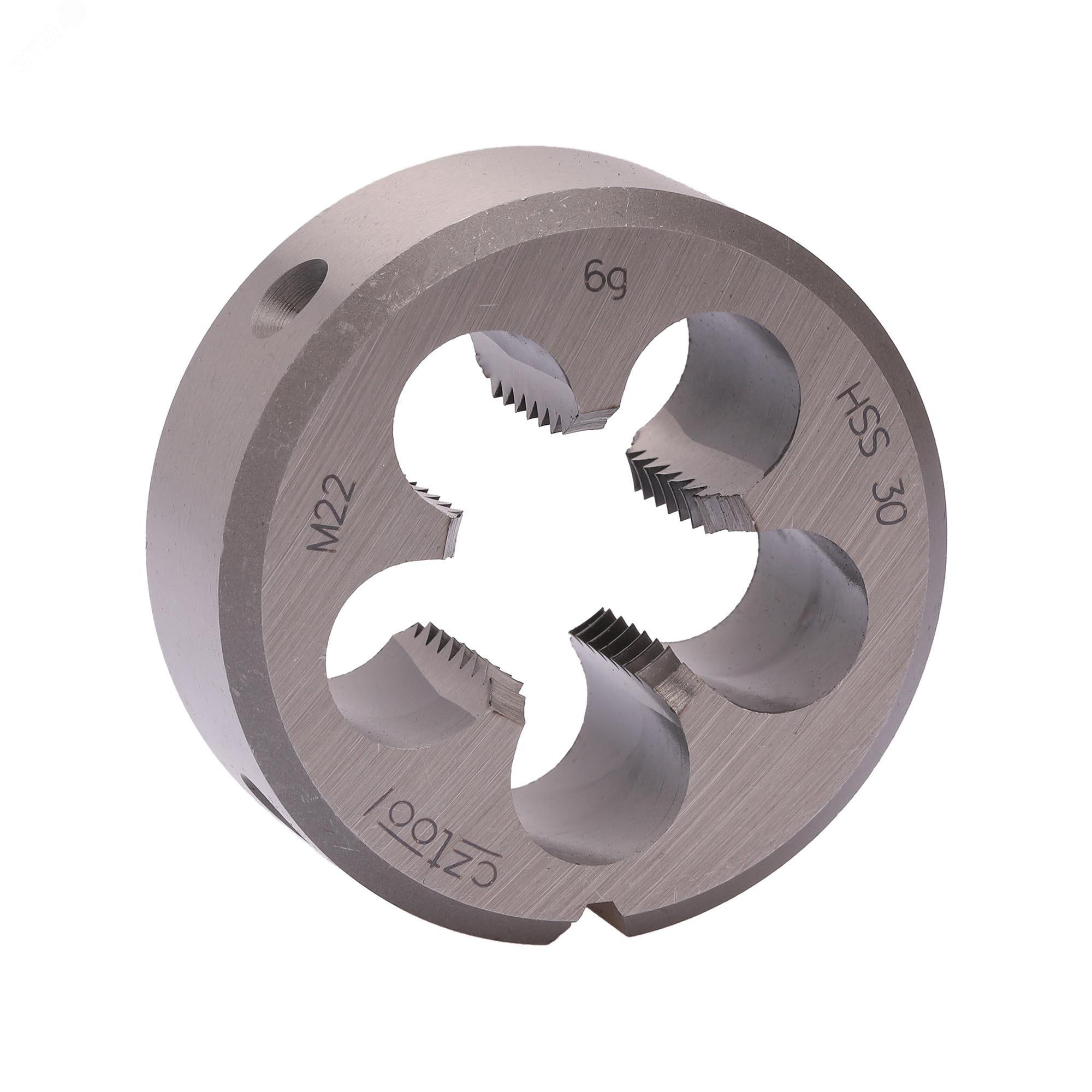 Изображение товара Плашка М22х2,5 HSS DIN22568 55х22мм для нарезания резьбы в металле