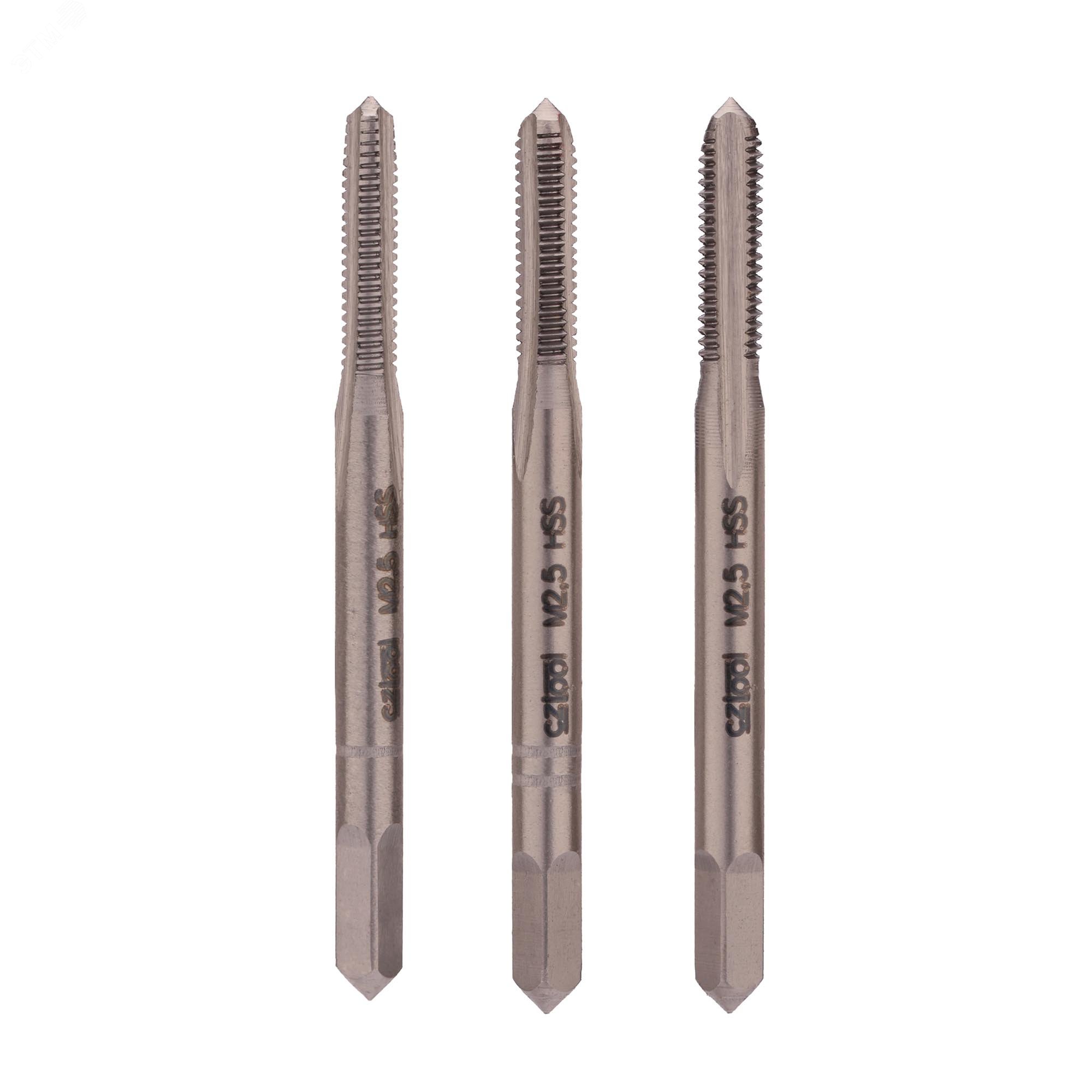 Изображение товара Набор метчиков 3 шт M2,5х0,45 HSS комплект для точной резьбы из Чехии