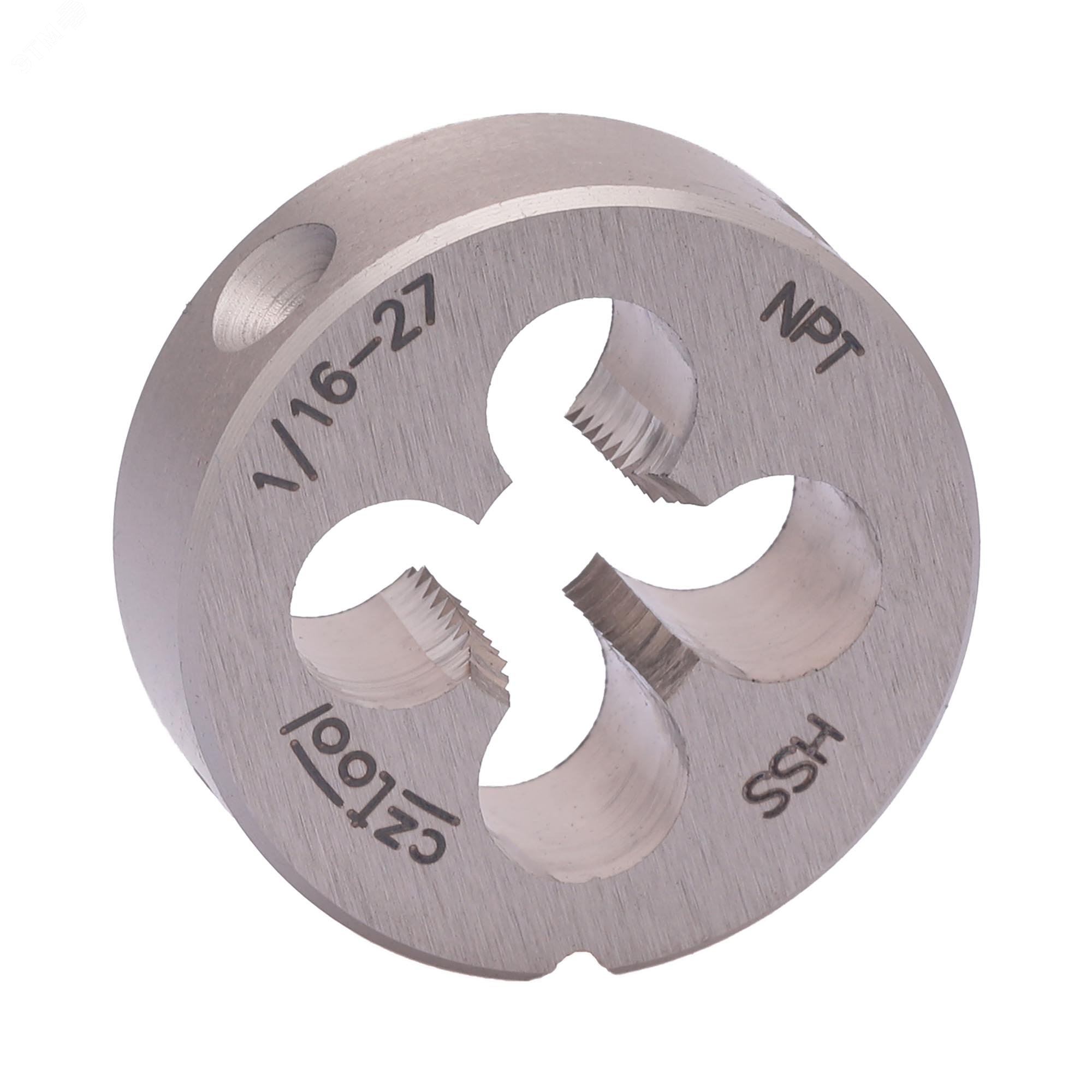 Изображение товара "Плашка коническая NPT 1/16""-27 HSS DIN24230 25x9мм " (шт)