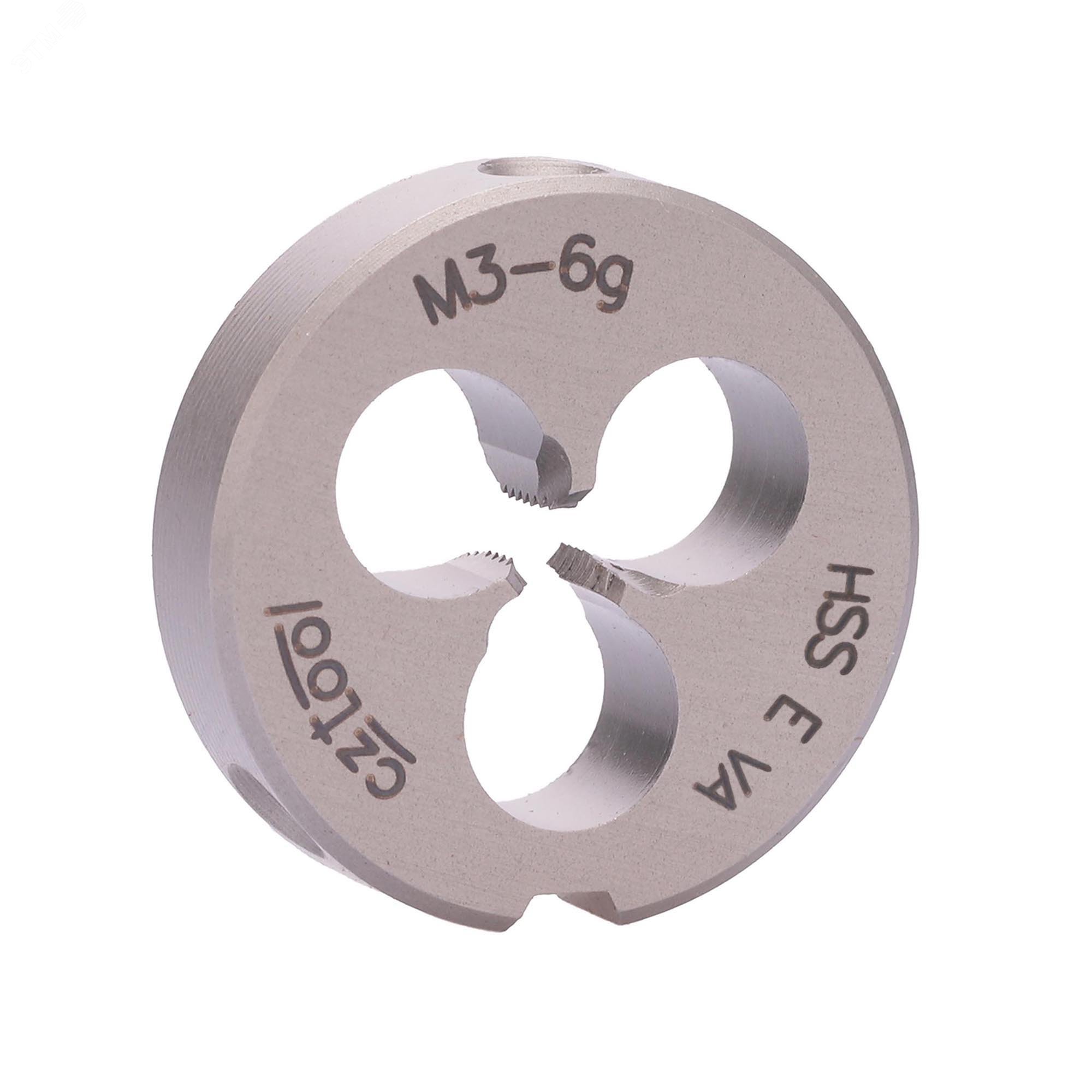 Изображение товара Плашка М3х0,5 HSSE-VA DIN22568 20мм для нарезания резьбы из стали и металлов