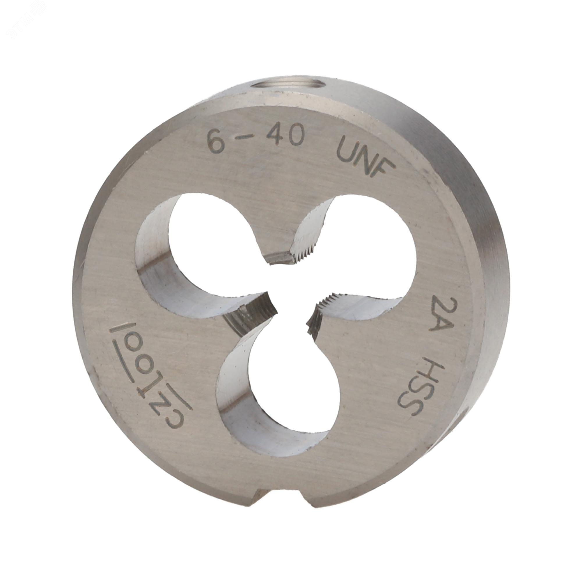 Изображение товара Плашка дюймовая UNF №6-40 HSS DIN22568 2A ручная для нарезания резьбы