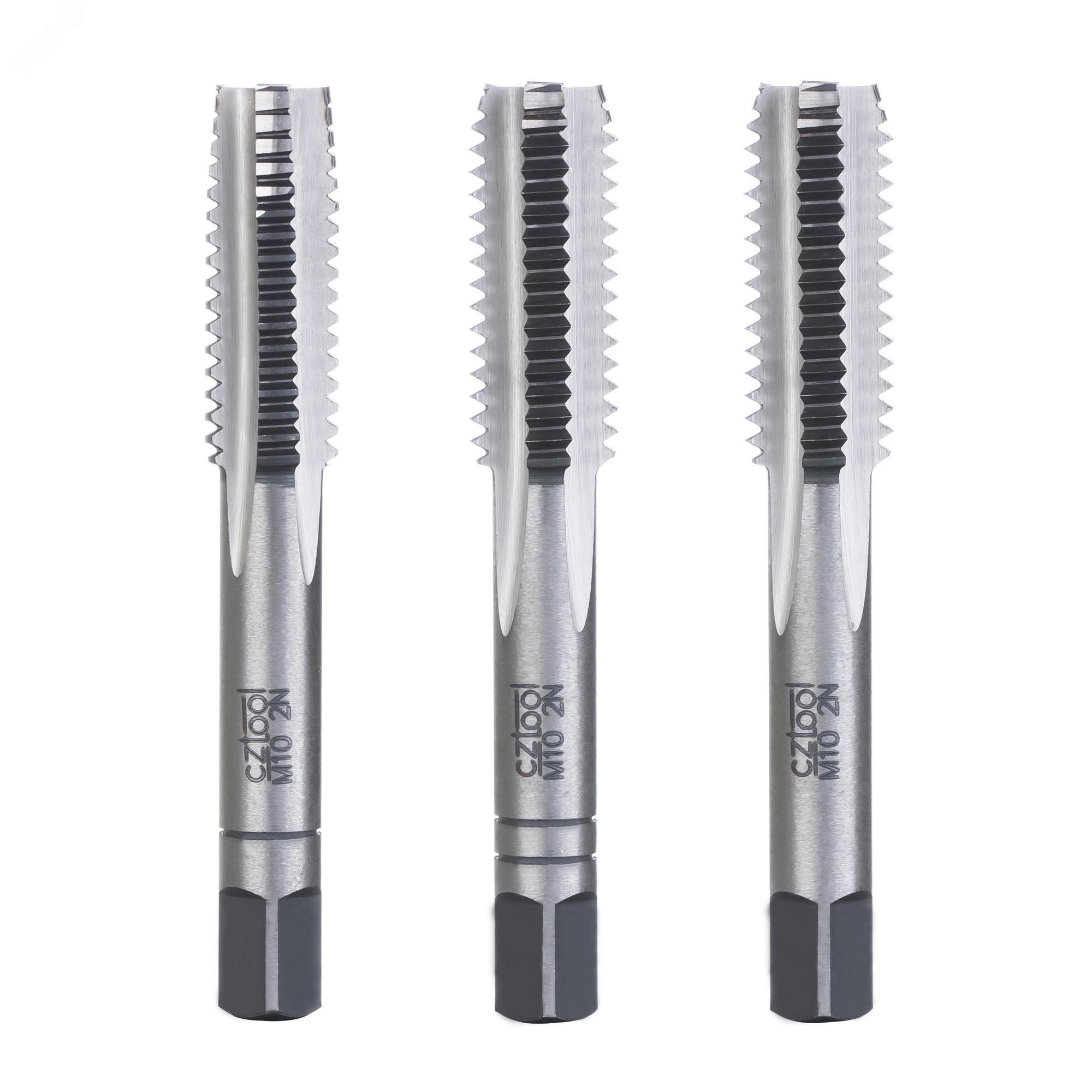 Изображение товара Набор метчиков М10х1,5 3 шт из быстрорежущей стали для резьбы по металлу