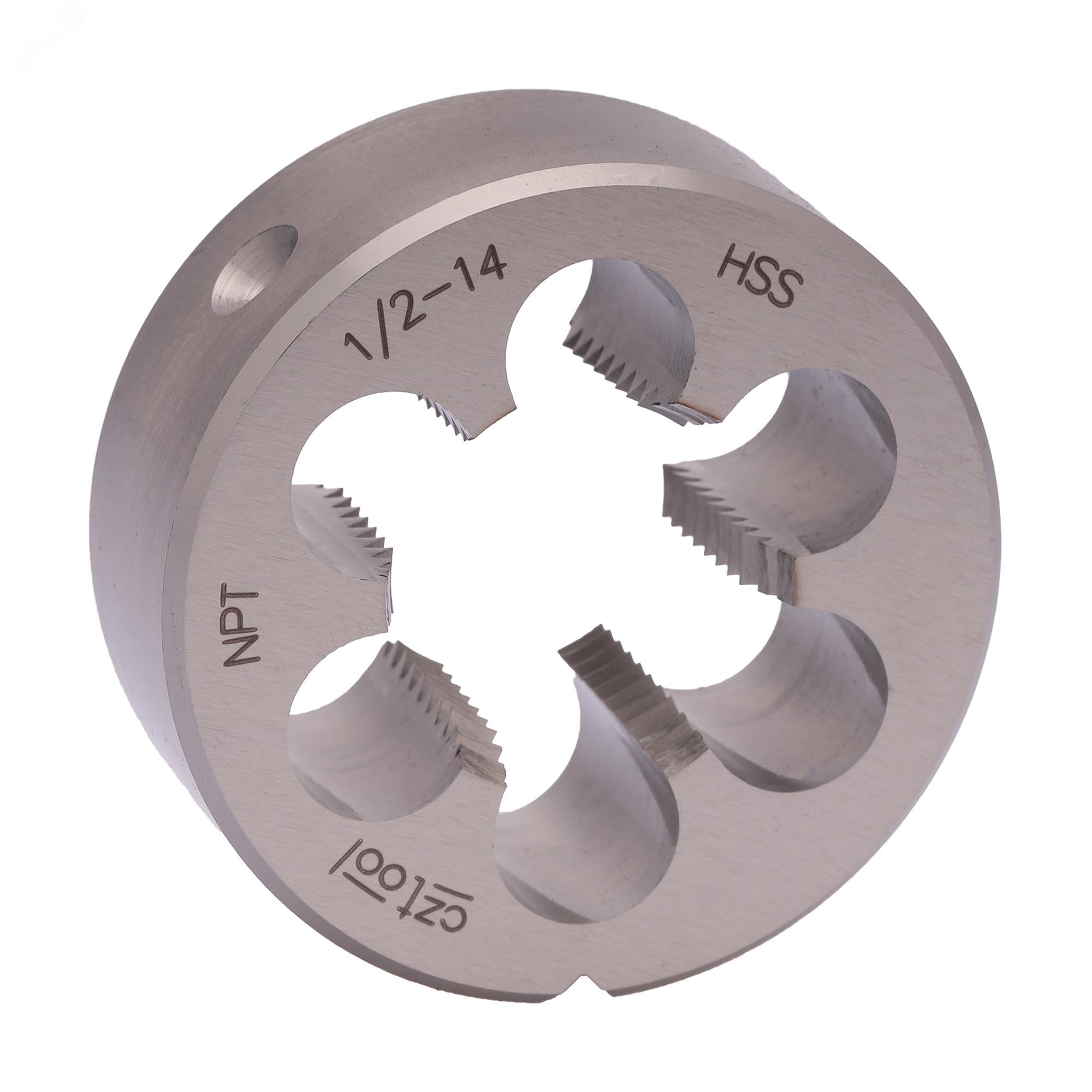 Изображение товара Плашка коническая NPT 1/2" 14 HSS DIN24230 45x18мм для нарезания резьбы