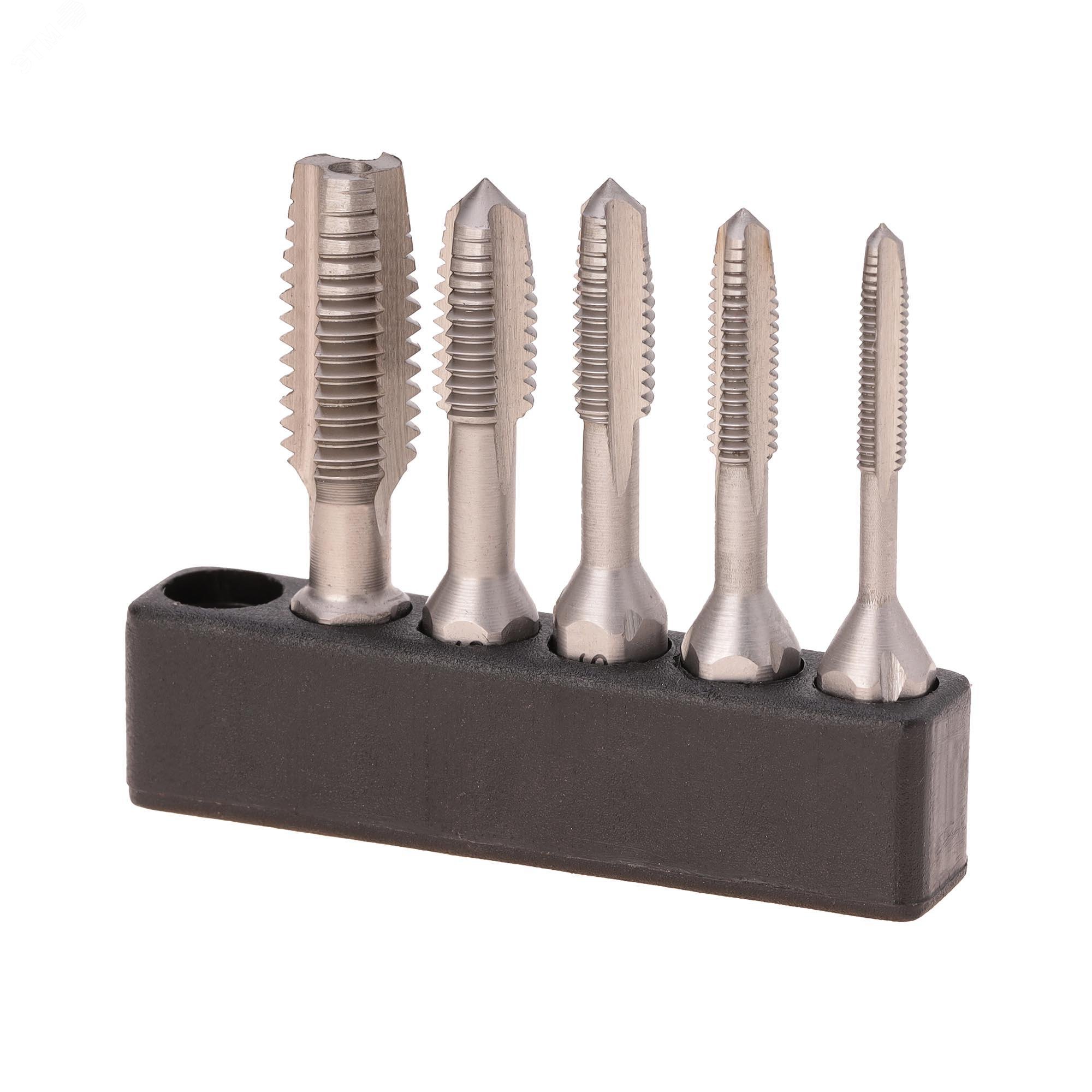 Изображение товара Набор метчиков для шуруповерта M3-M8 HSS 5 шт для металла пластика алюминия