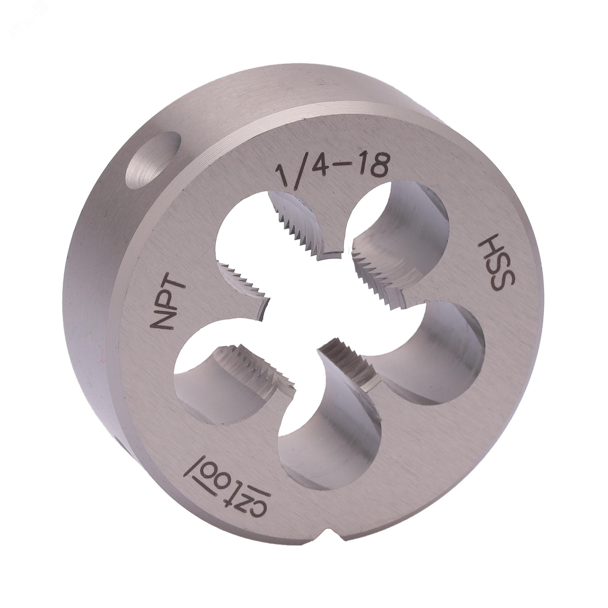 Изображение товара "Плашка коническая NPT 1/4""-18 HSS DIN24230 38x14мм " (шт)