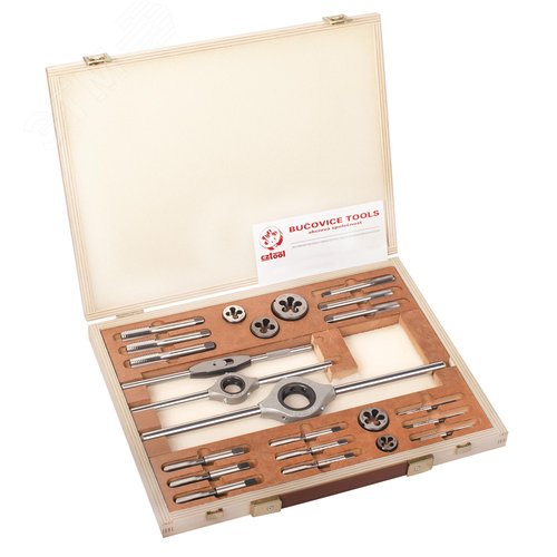 Изображение товара "Набор метчиков и плашек UNC 1/4""-1/2"" 115CrV3 25пр " (набор)