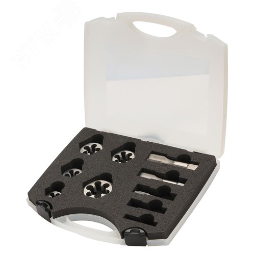 Изображение товара "Набор метчиков и плашек G(BSP) 1/8""-3/4"" HSS 10пр " (набор)