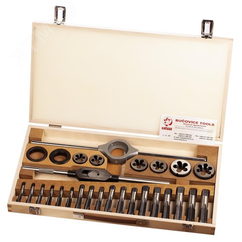 Изображение товара "Набор метчиков и плашек BSW 1/2""-1,0"" 115CrV3 28пр " (набор)