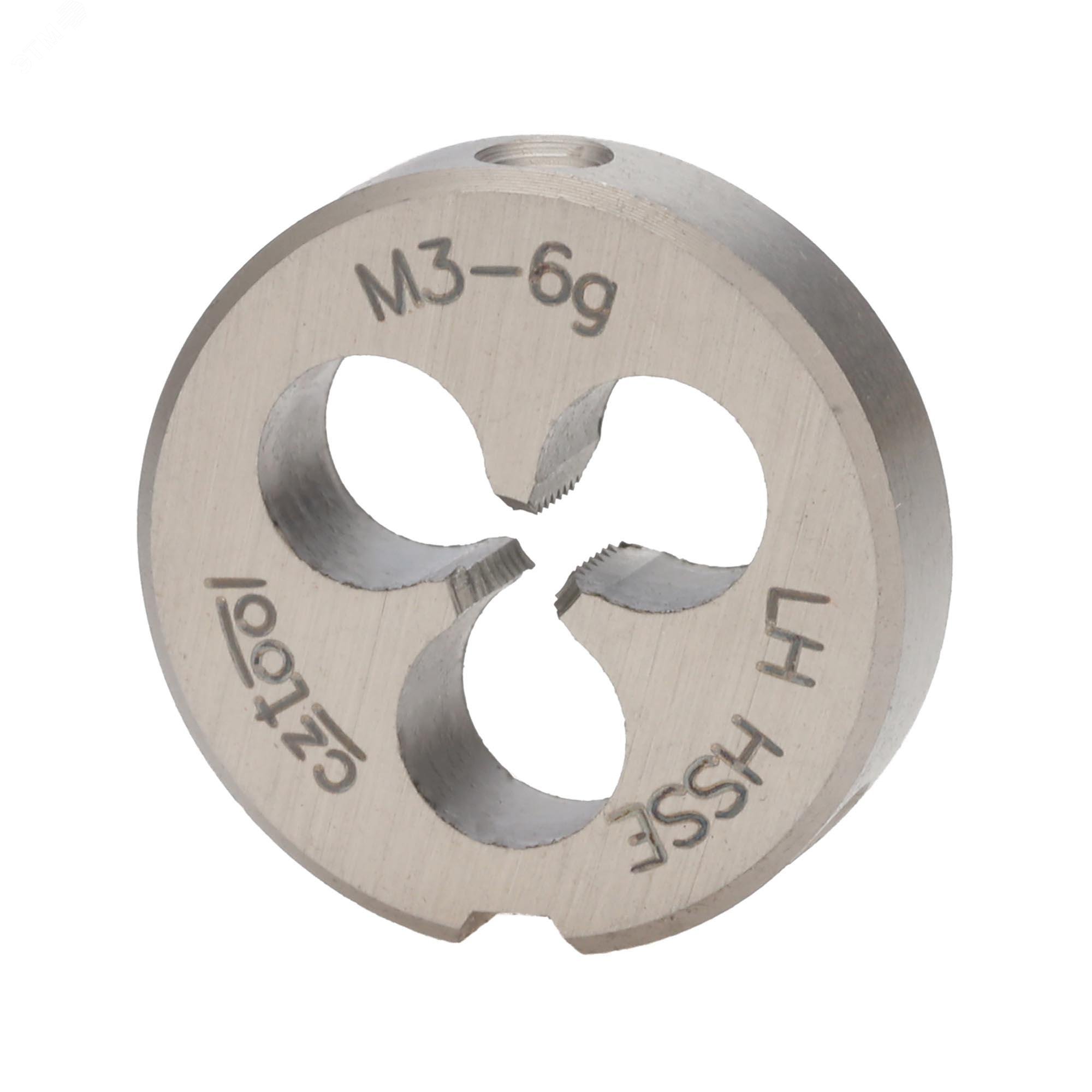 Изображение товара Плашка левая М3х0,5 HSSE-VA DIN22568 для нарезания резьбы из стали и металлов