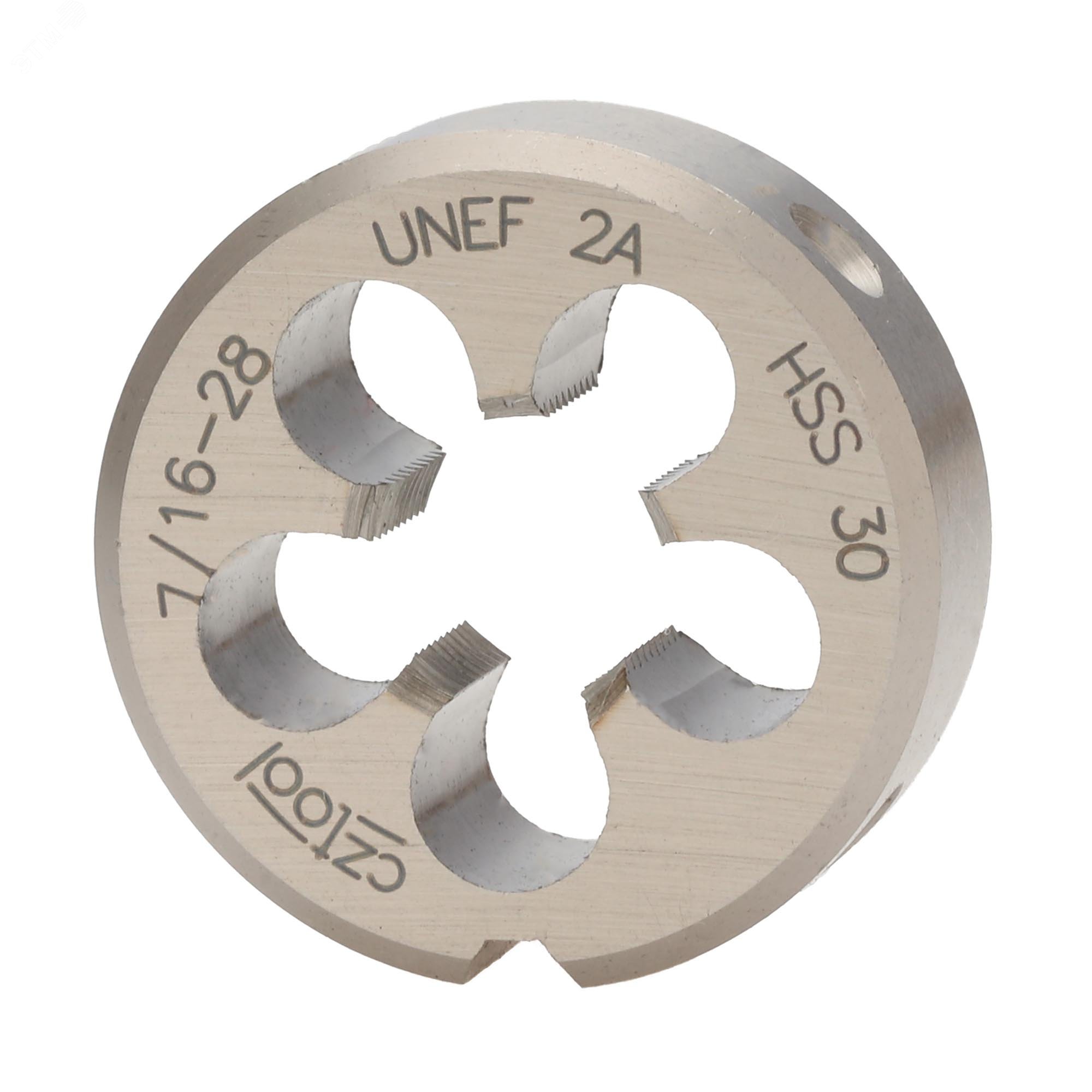 Изображение товара "Плашка дюймовая UNEF 7/16""-28 HSS DIN22568 2A 30x11мм " (шт)