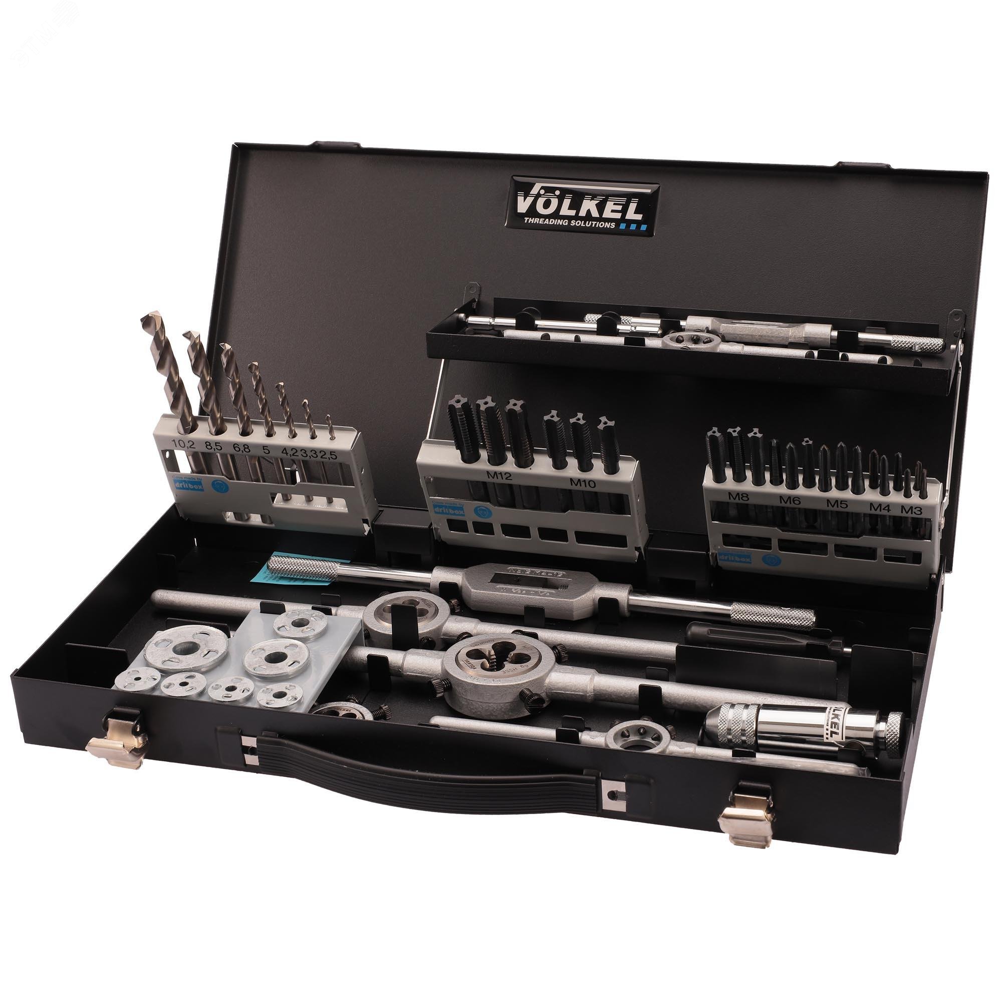 Изображение товара Набор метчиков и плашек M3-M12 52пр HSS-CO быстрорежущая сталь