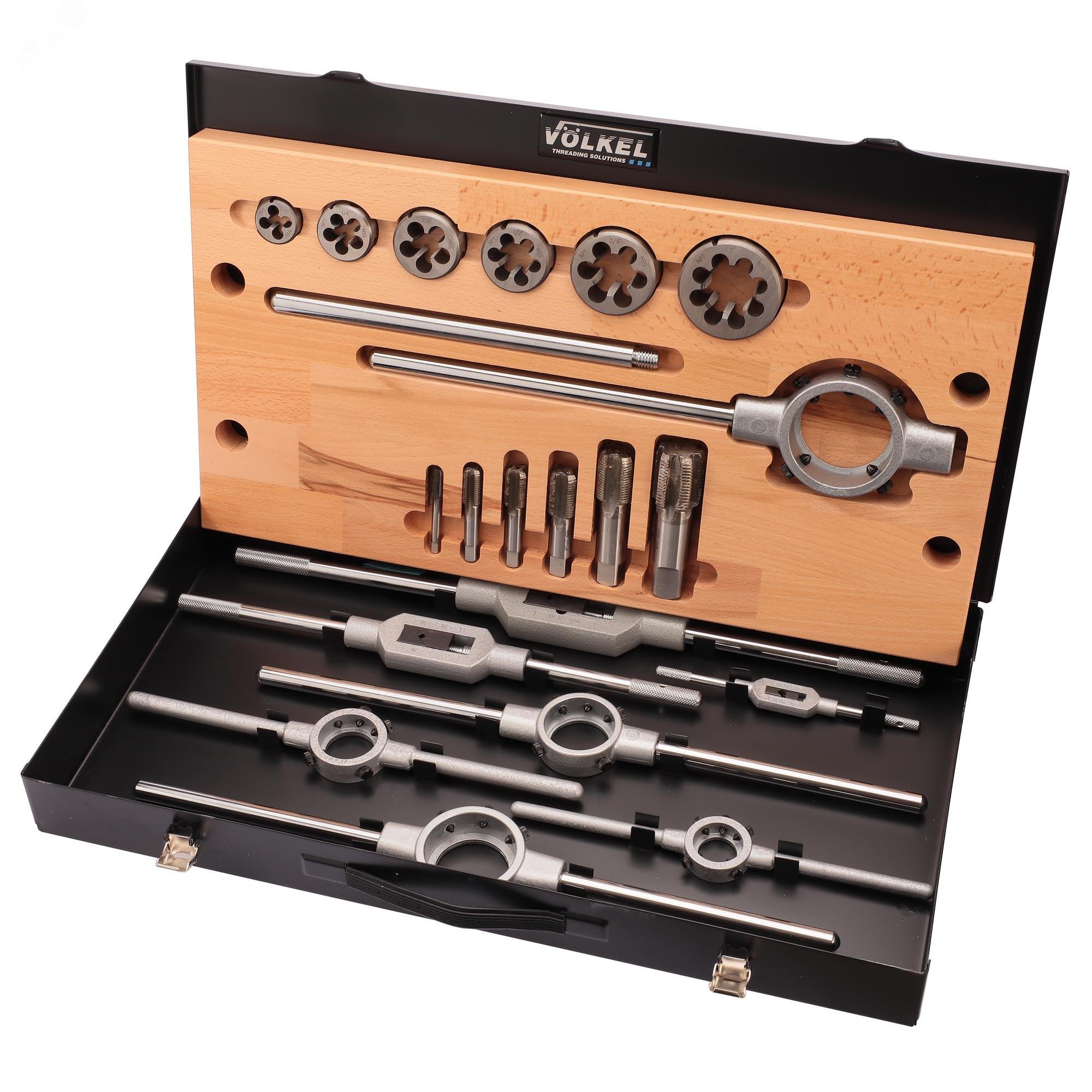 Изображение товара Набор метчиков и плашек NPT 1/8-1,0 HSS-G 20пр для резьбонарезных работ