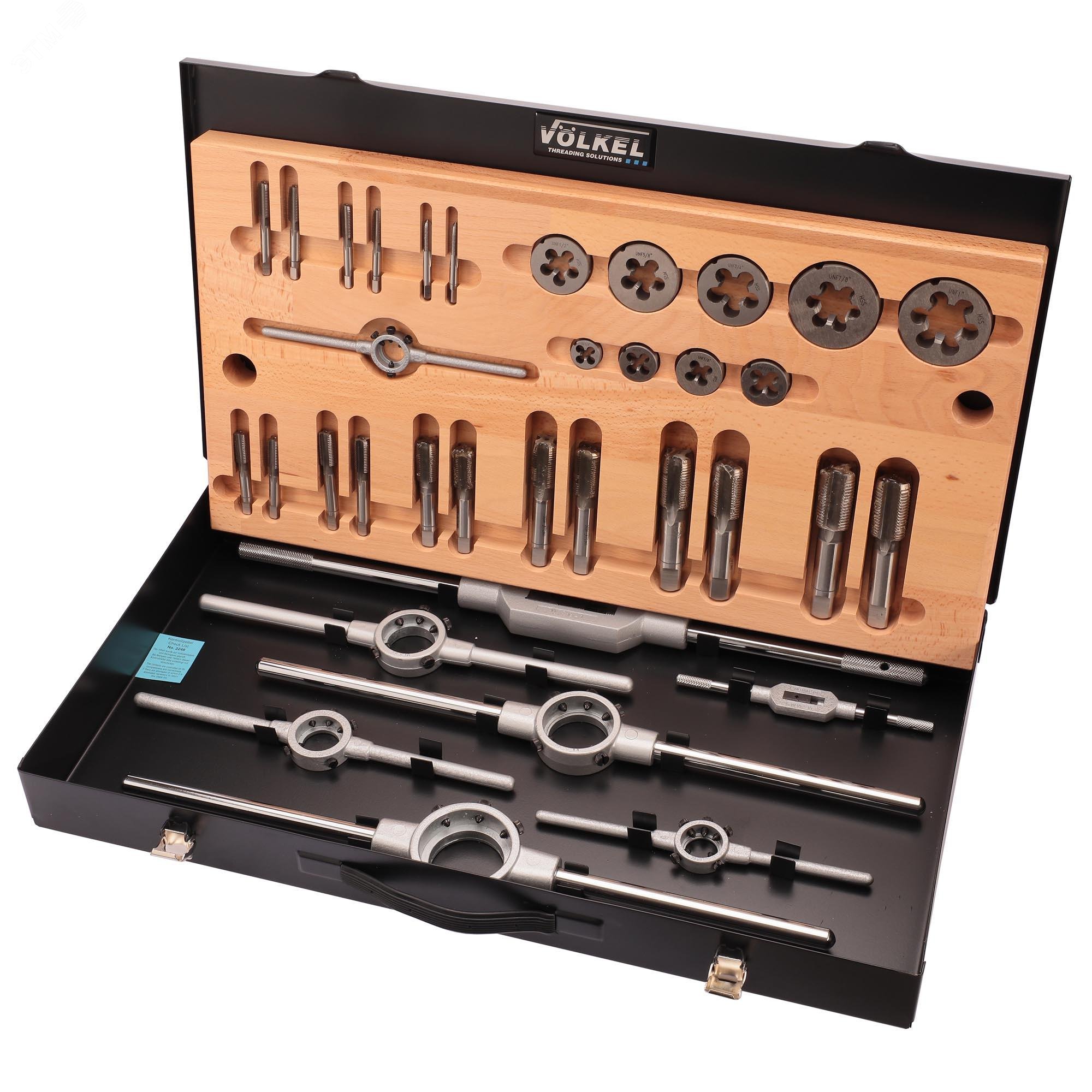 Изображение товара Набор метчиков и плашек UNF 1/4-1,0 HSS-G 35 предметов Volkel