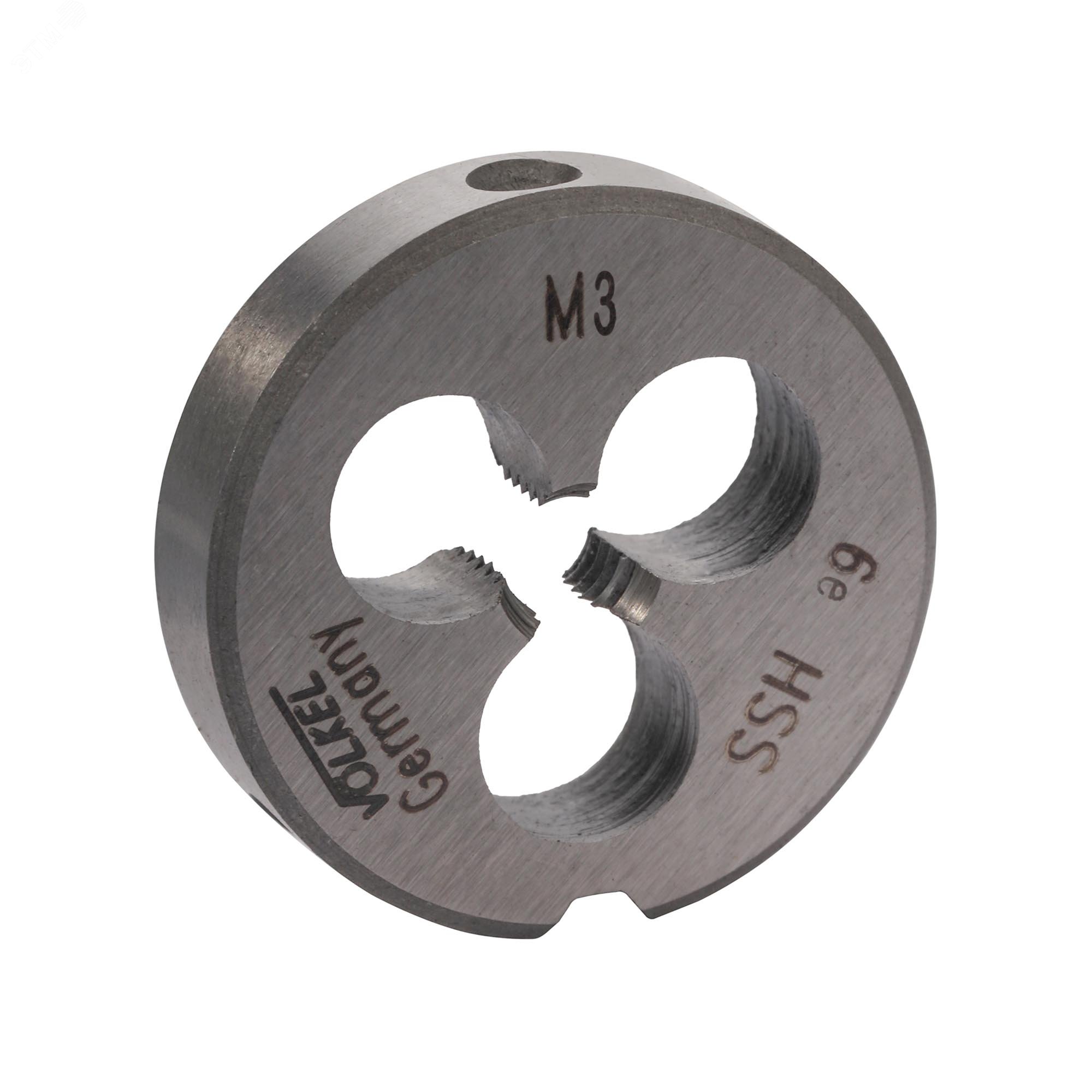 Изображение товара Плашка М3х0,5 DINEN22568 HSS 6e 20х5мм для нарезания резьбы