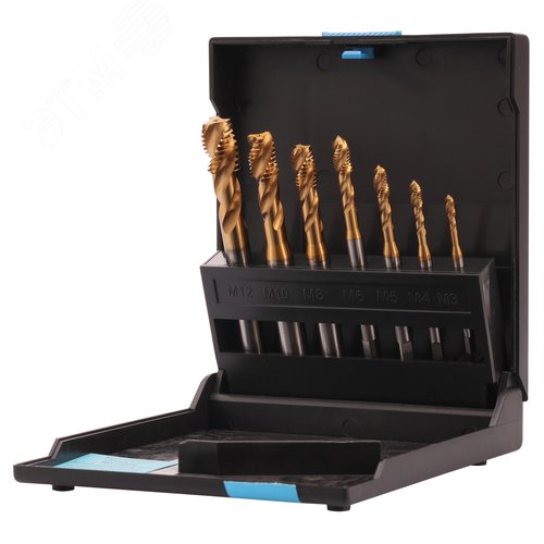 Изображение товара Набор машинных метчиков M3-M12 HSSE-TiN DIN371/376 7пр (набор)