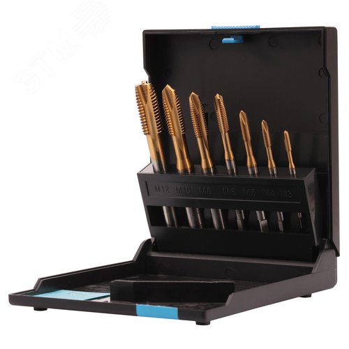 Изображение товара Набор машинных метчиков M3-M12 HSSE-TiN DIN371/376 7пр (набор)
