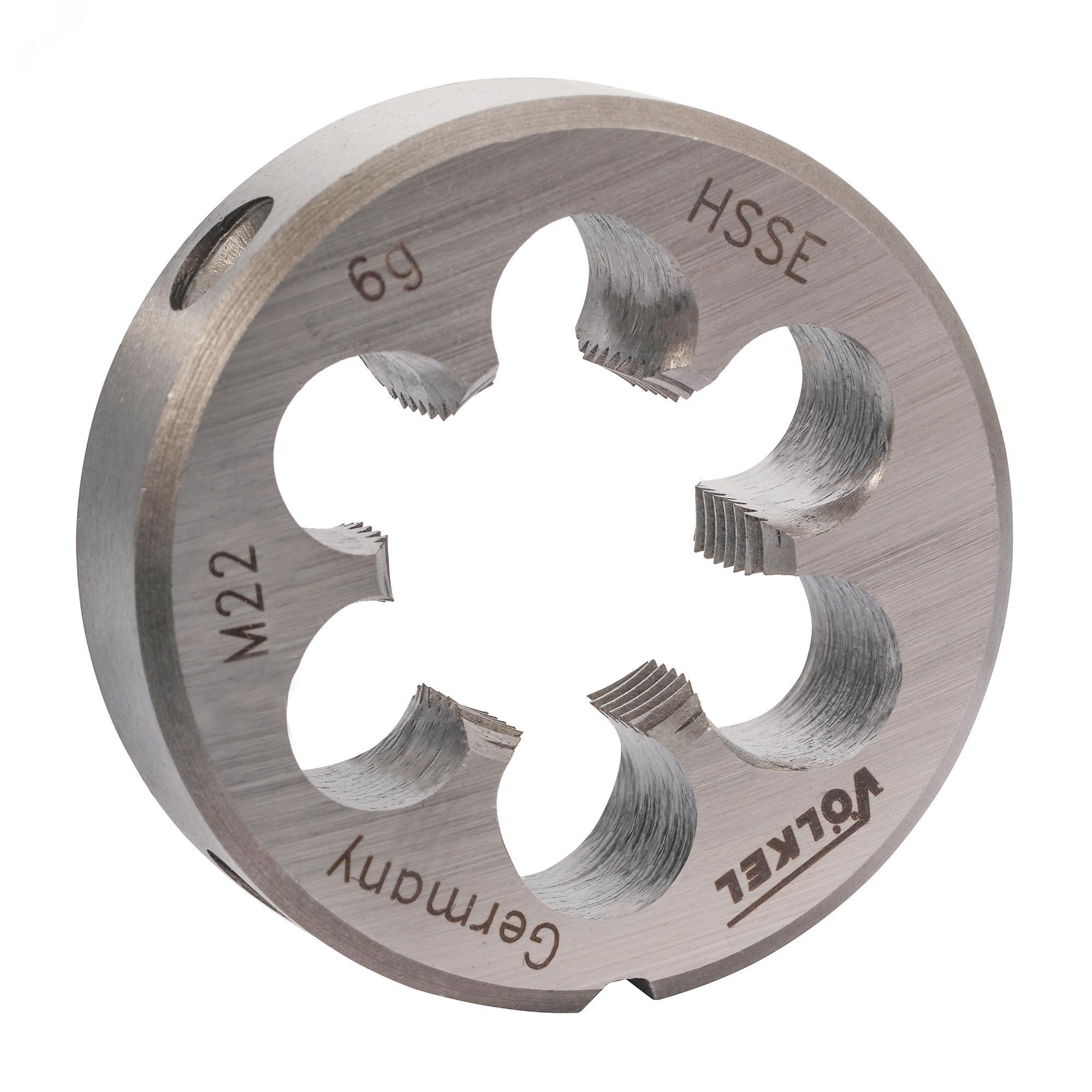 Изображение товара Плашка М22х2,5 DINEN22568 HSSE 6g 55х22мм металлическая быстрорежущая