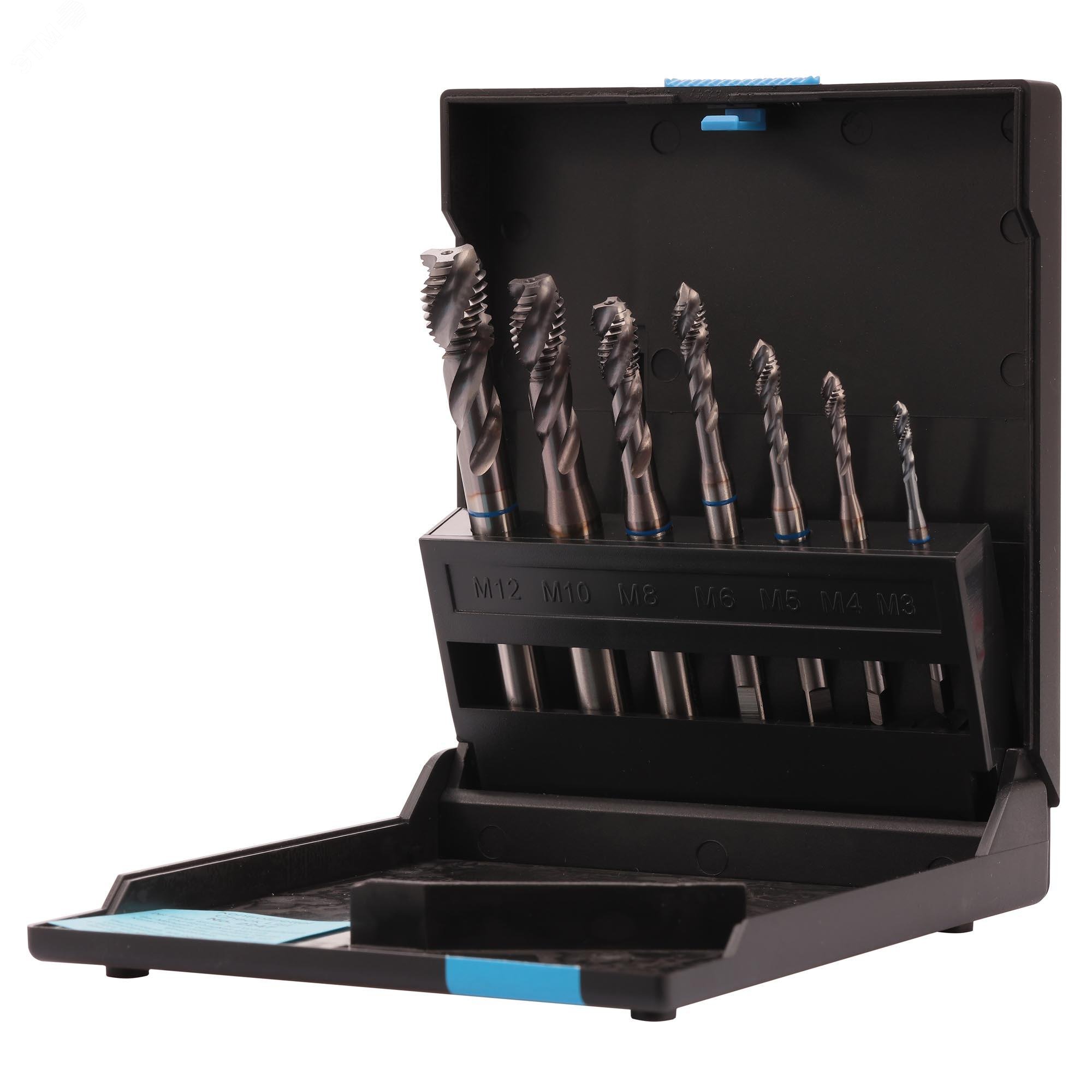 Изображение товара Набор машинных метчиков M3-M12 HSSE-TiCN DIN371/376 7пр (набор)