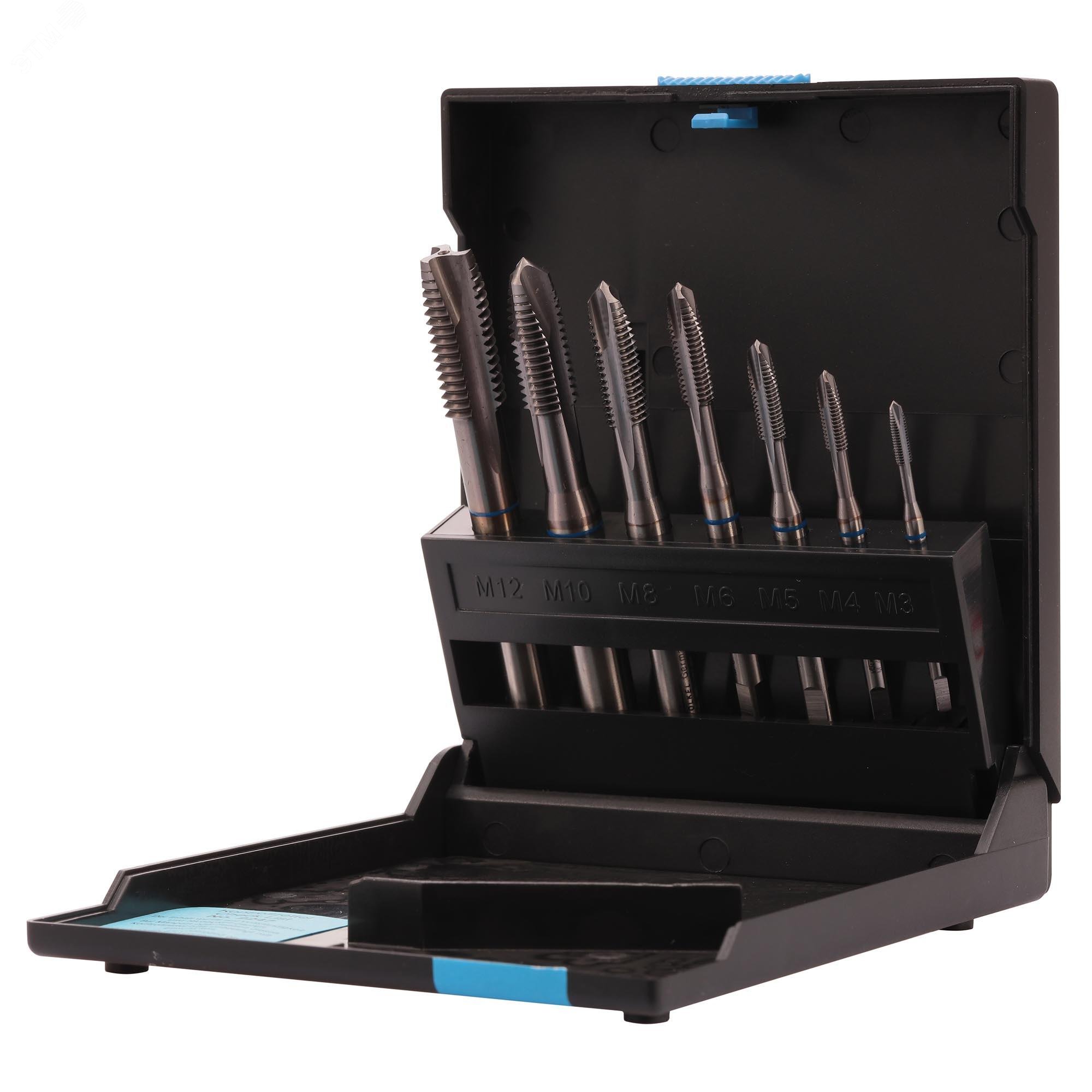 Изображение товара Набор машинных метчиков M3-M12 HSSE-TiCN DIN371/376 от Volkel 7шт