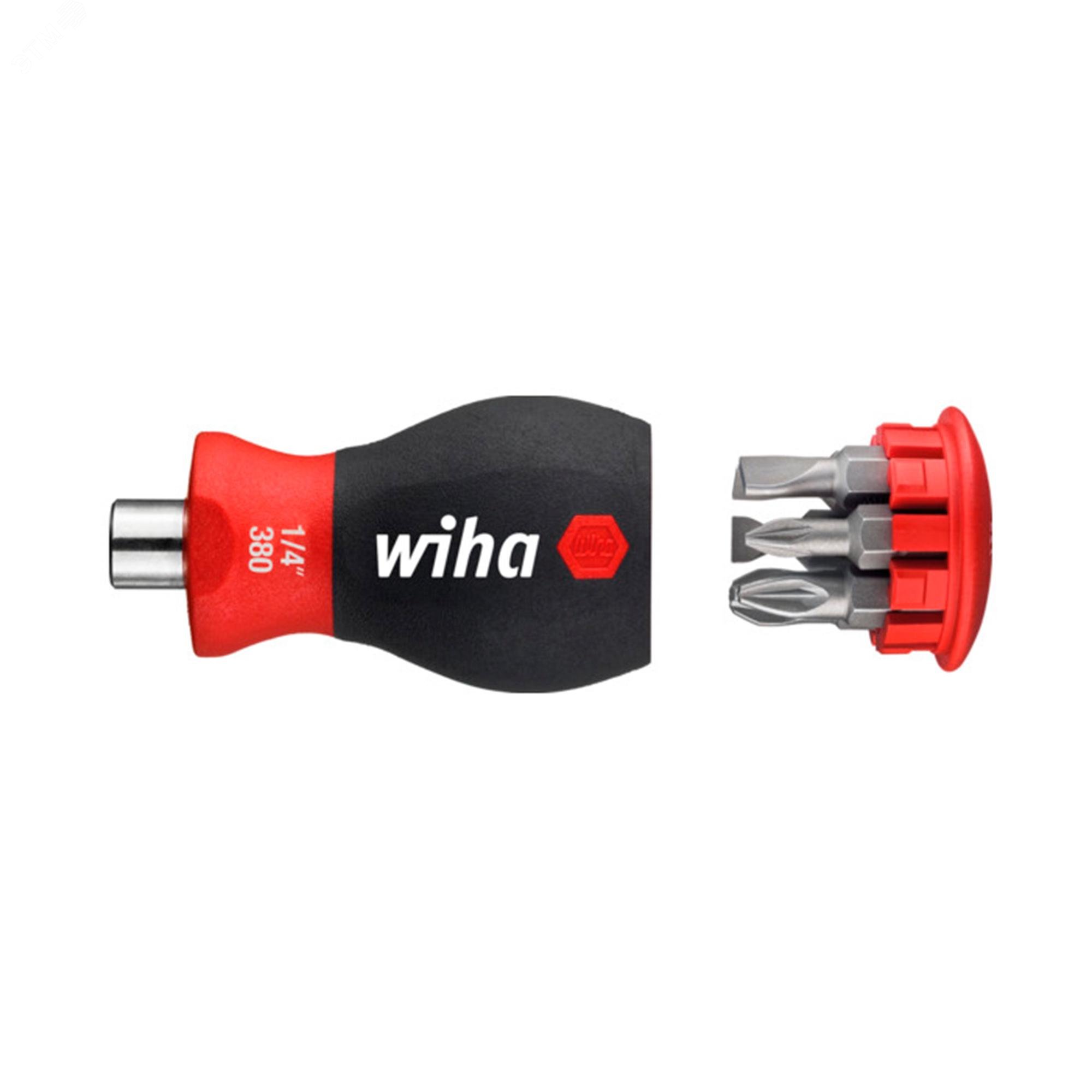 Изображение товара Отвертка с насадками Wiha Stubby SL/PZ 57мм 6шт универсальный набор для монтажных работ